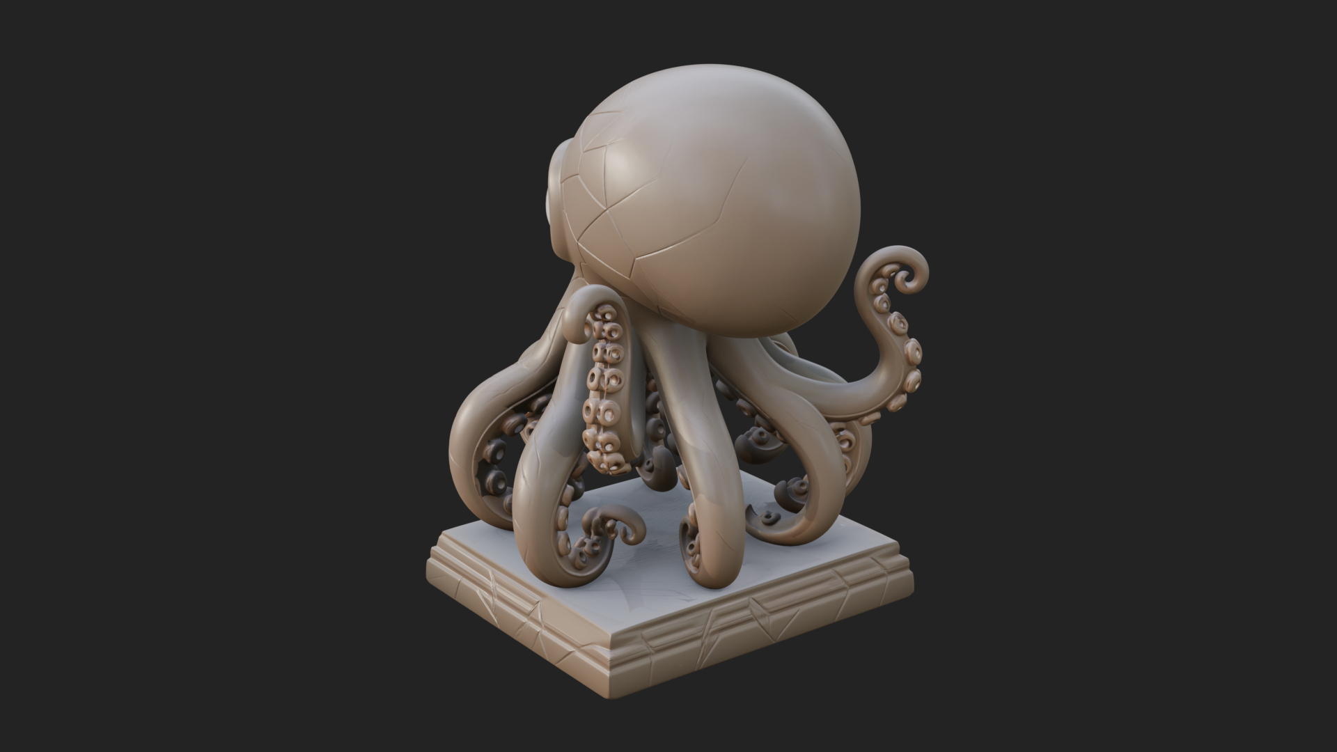 Cute Cartoon Octopus Statue Design 4 3D Print Model 3D Model