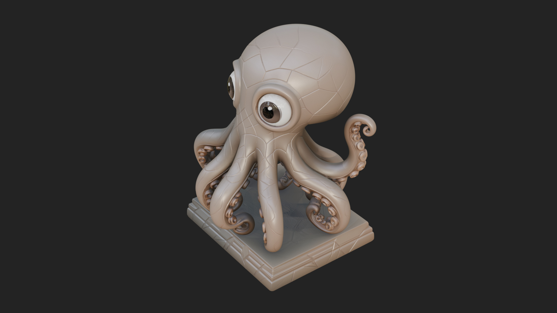 Cute Cartoon Octopus Statue Design 4 3D Print Model 3D Model