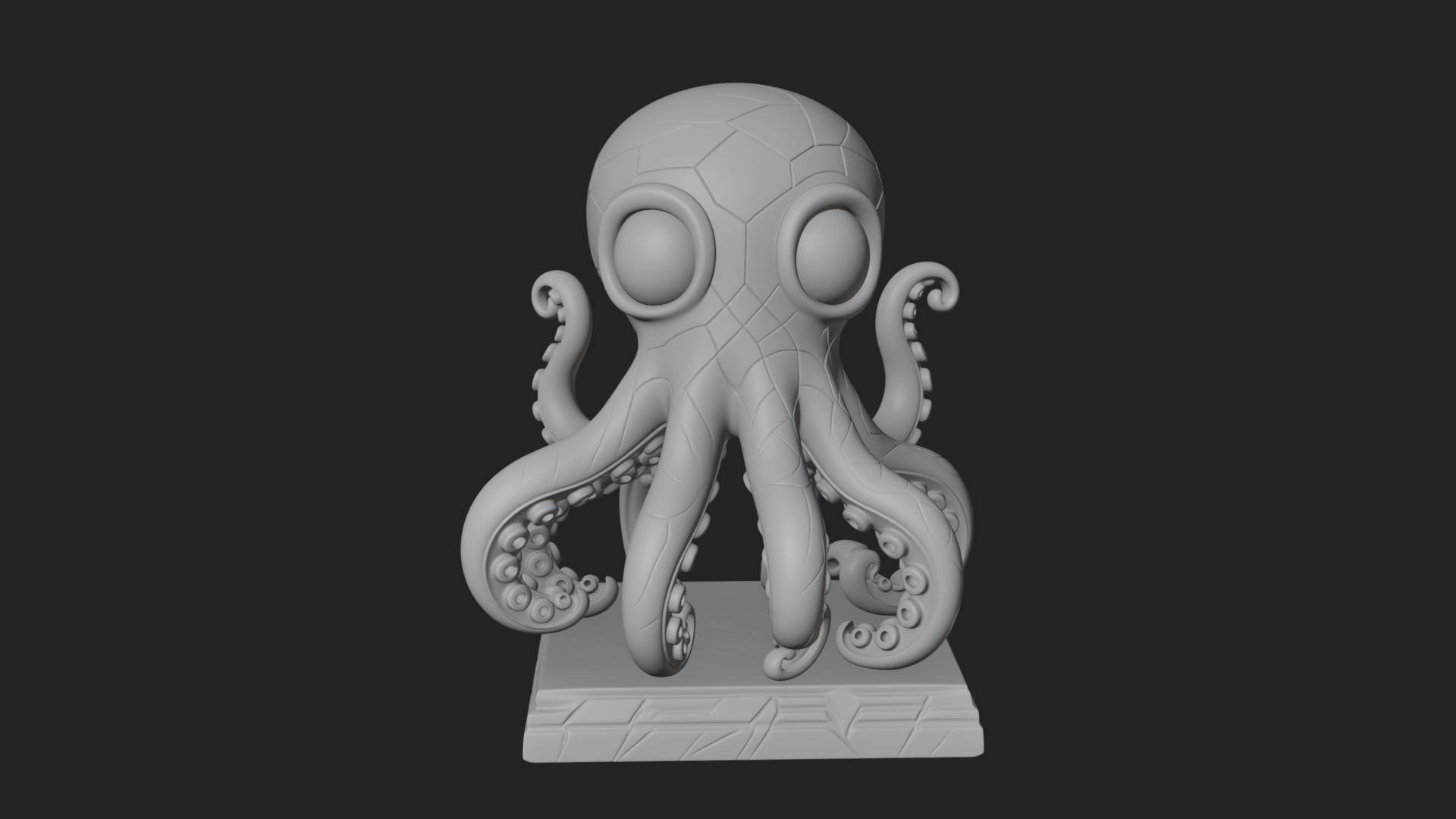Cute Cartoon Octopus Statue Design 4 3D Print Model 3D Model