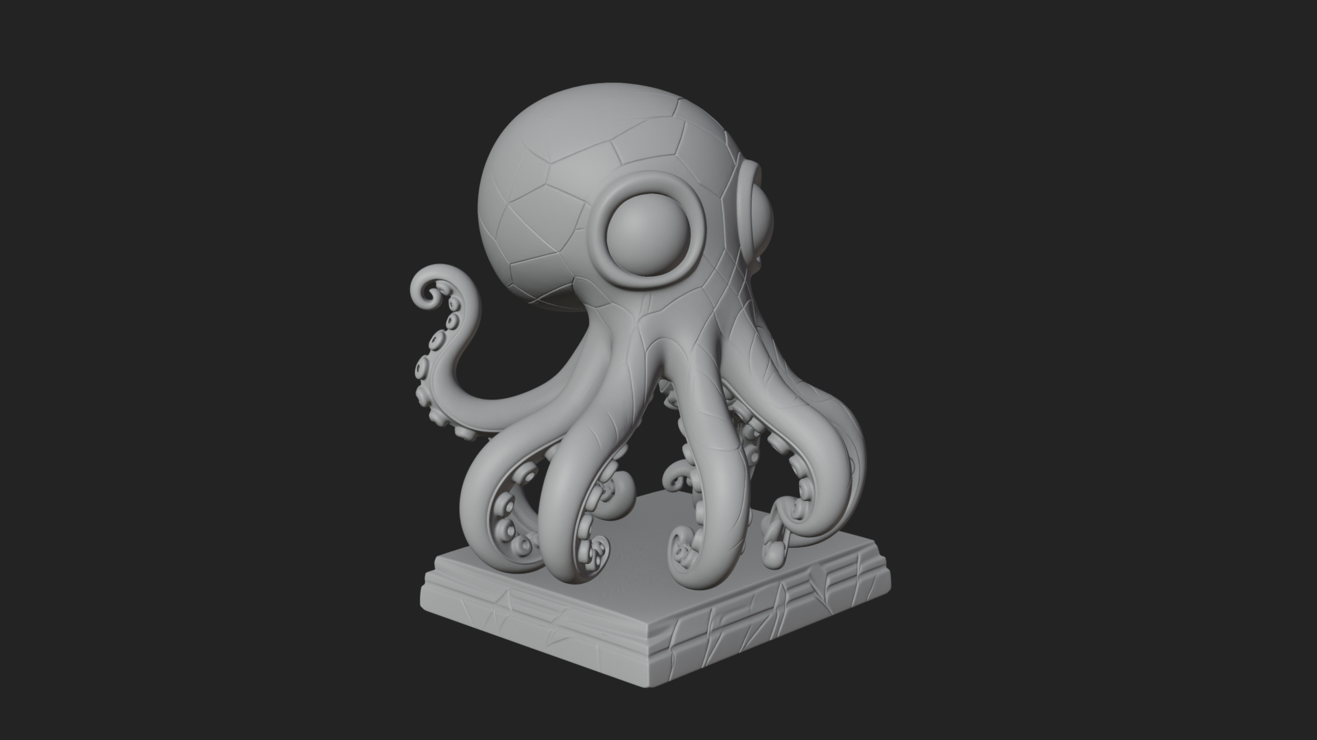 Cute Cartoon Octopus Statue Design 4 3D Print Model 3D Model