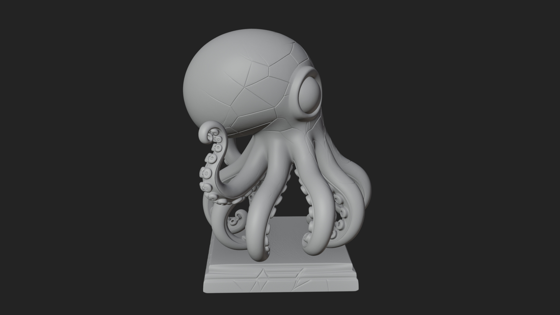 Cute Cartoon Octopus Statue Design 4 3D Print Model 3D Model