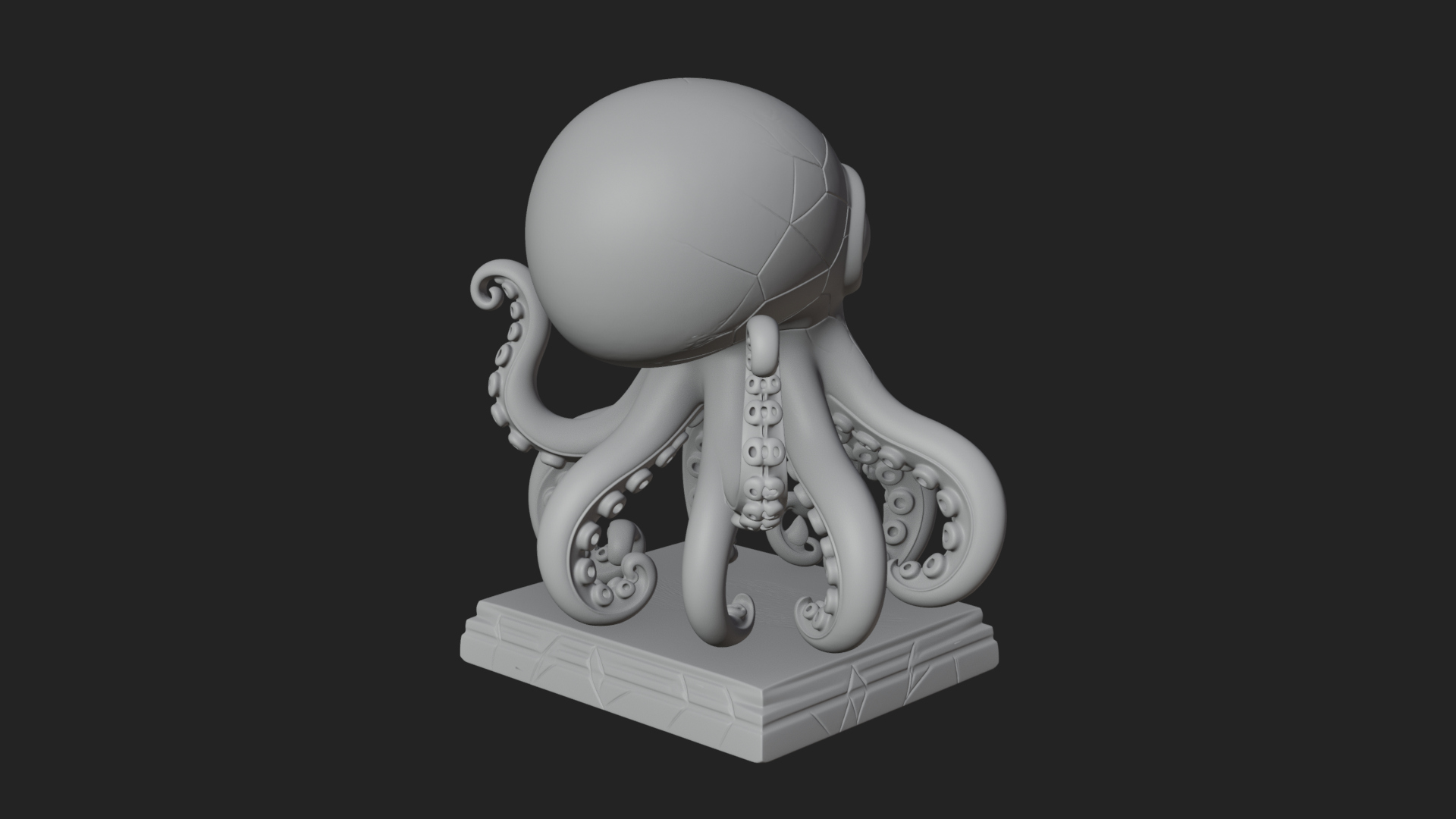 Cute Cartoon Octopus Statue Design 4 3D Print Model 3D Model