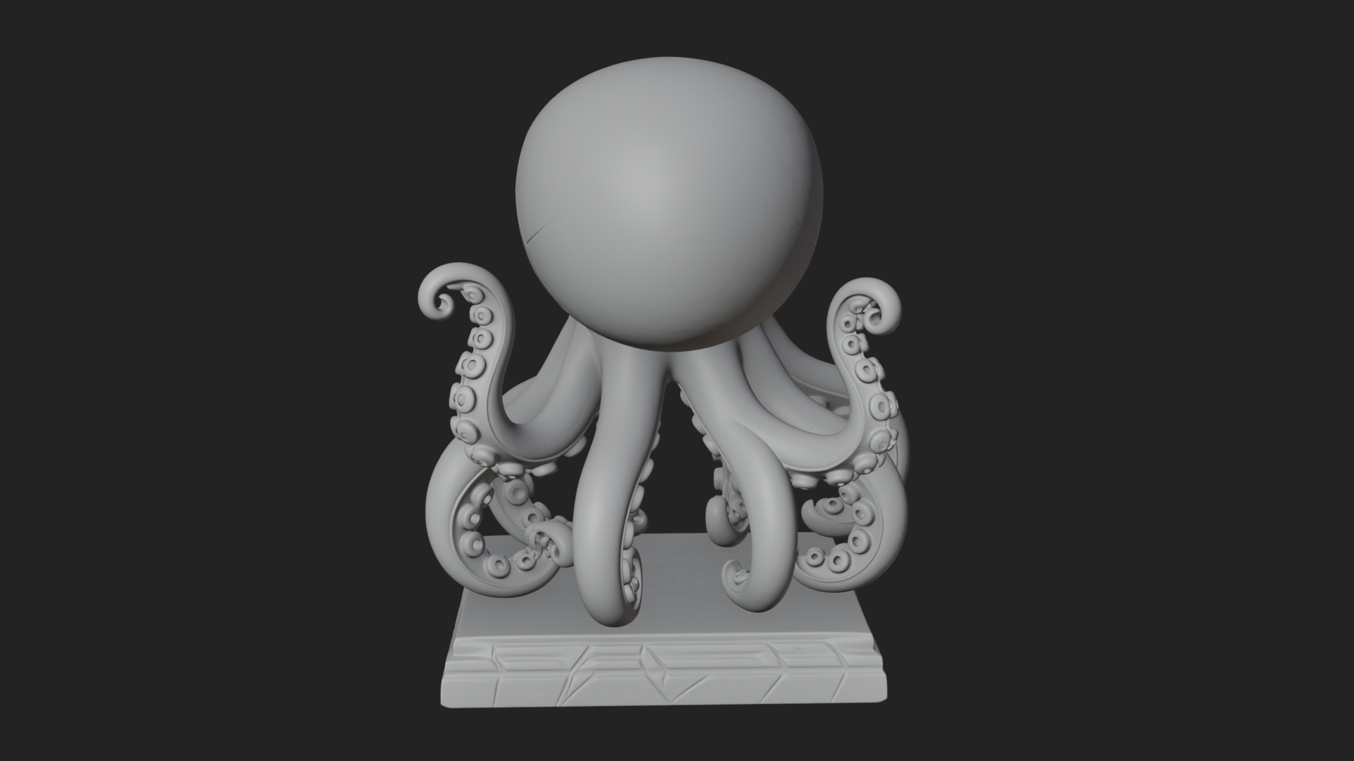 Cute Cartoon Octopus Statue Design 4 3D Print Model 3D Model