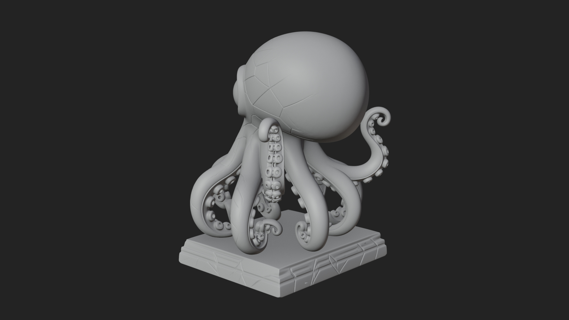 Cute Cartoon Octopus Statue Design 4 3D Print Model 3D Model