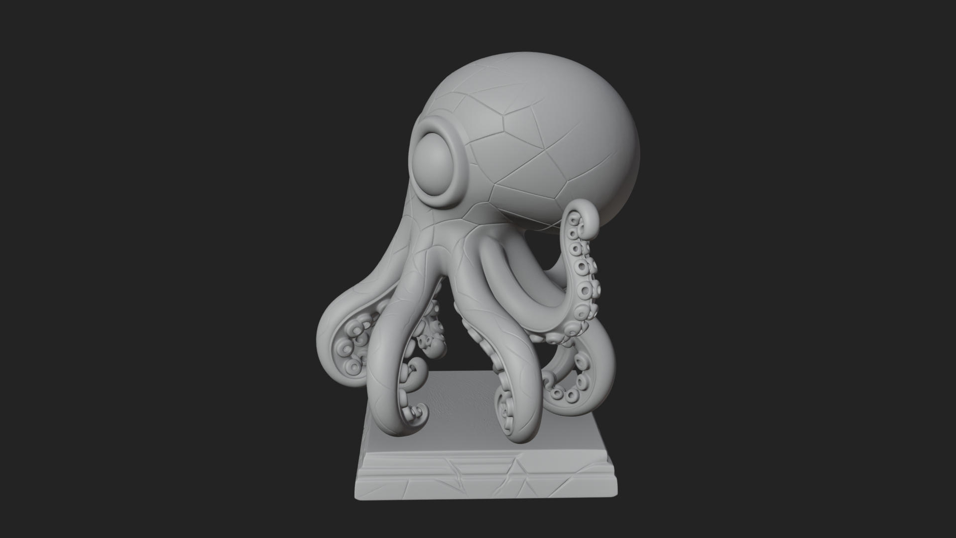 Cute Cartoon Octopus Statue Design 4 3D Print Model 3D Model