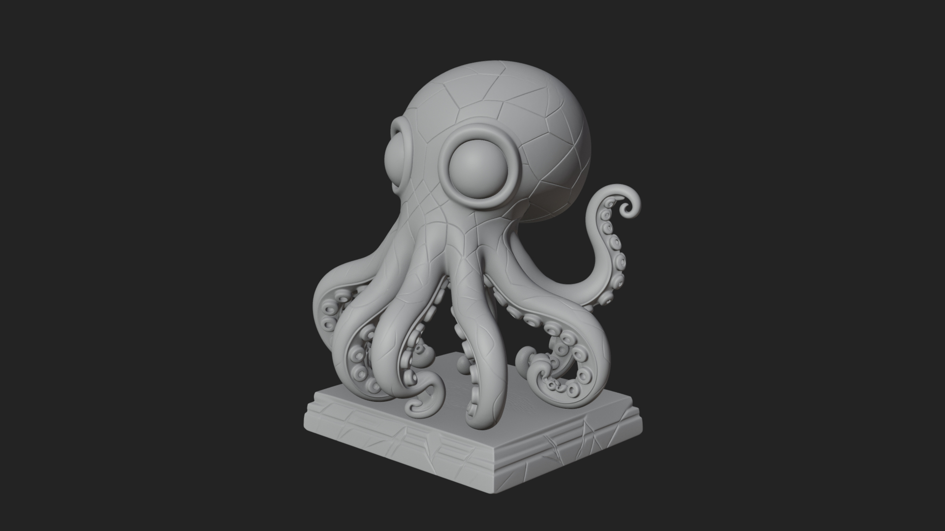 Cute Cartoon Octopus Statue Design 4 3D Print Model 3D Model