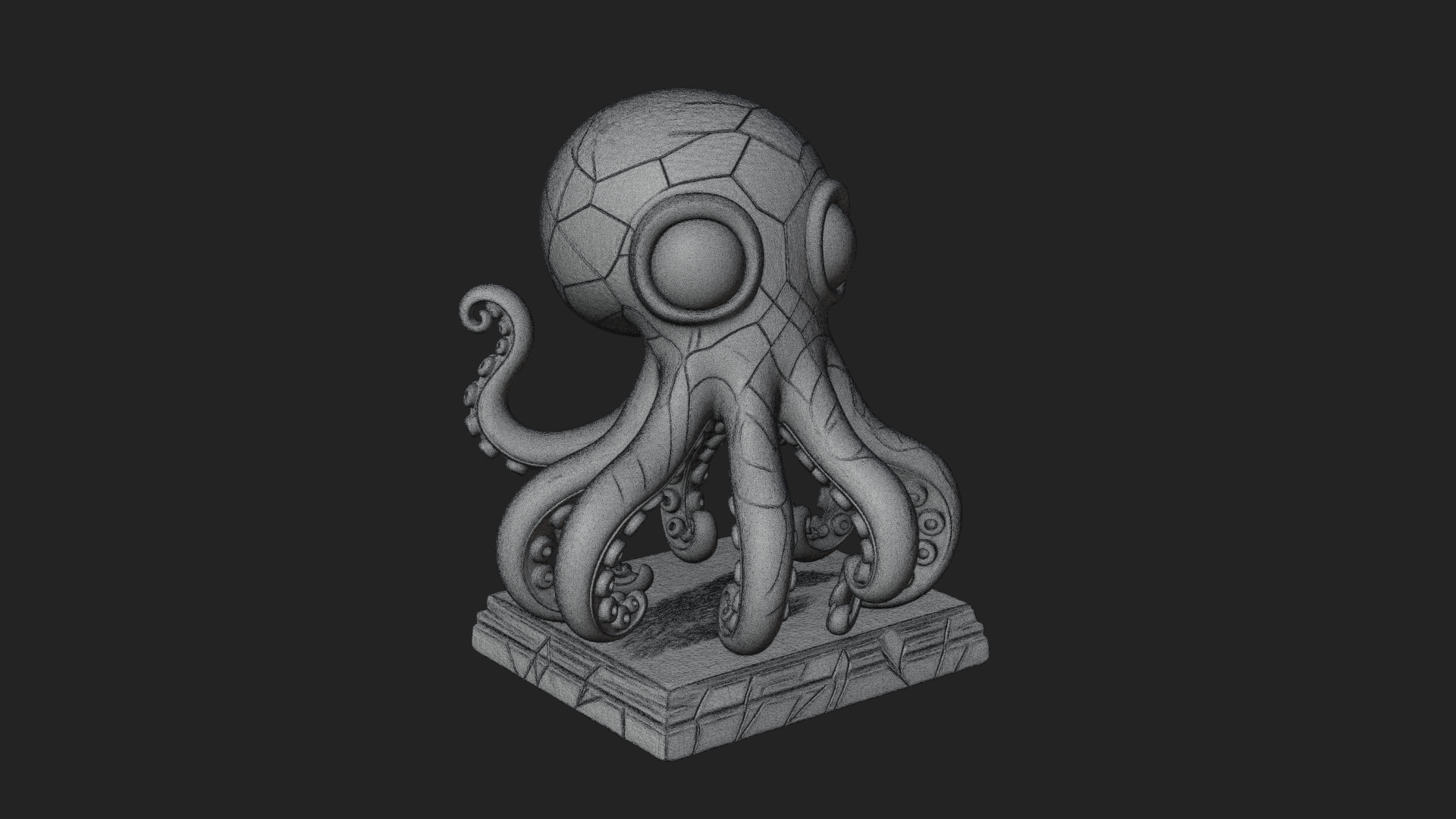 Cute Cartoon Octopus Statue Design 4 3D Print Model 3D Model