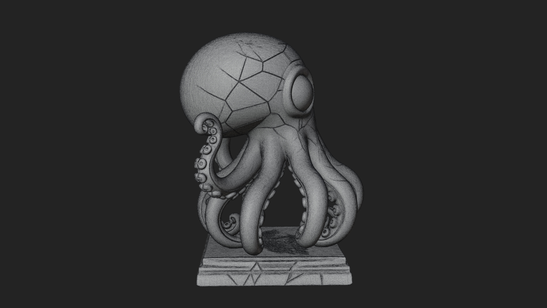 Cute Cartoon Octopus Statue Design 4 3D Print Model 3D Model
