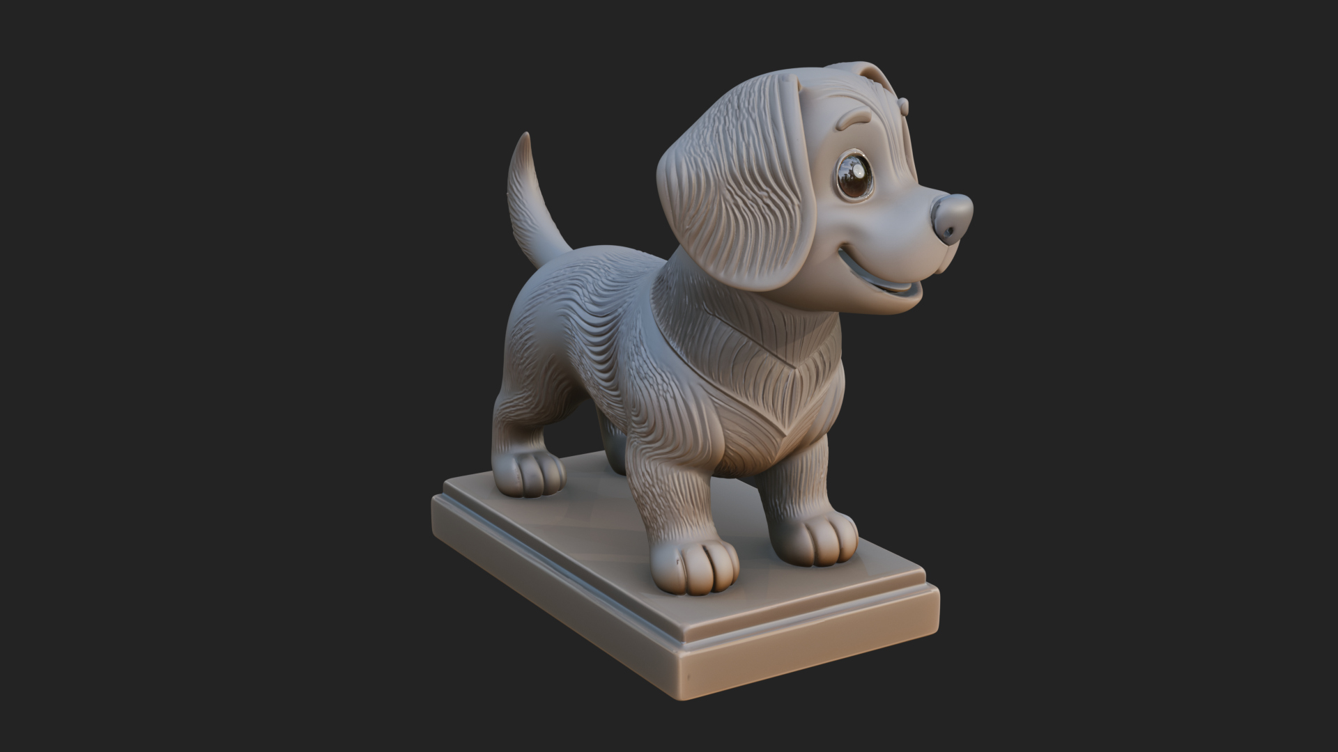 Cute Cartoon Puppy Statue Design 1 3D Print Model 3D Model