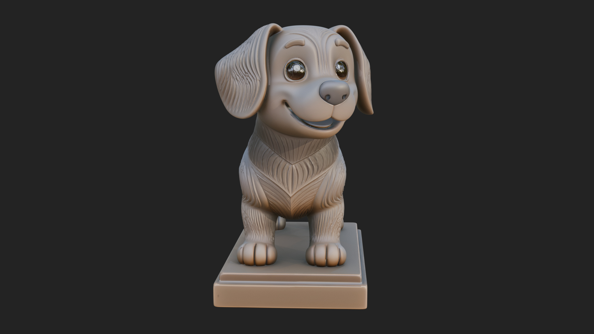 Cute Cartoon Puppy Statue Design 1 3D Print Model 3D Model
