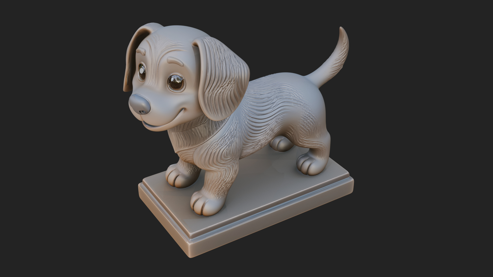 Cute Cartoon Puppy Statue Design 1 3D Print Model 3D Model