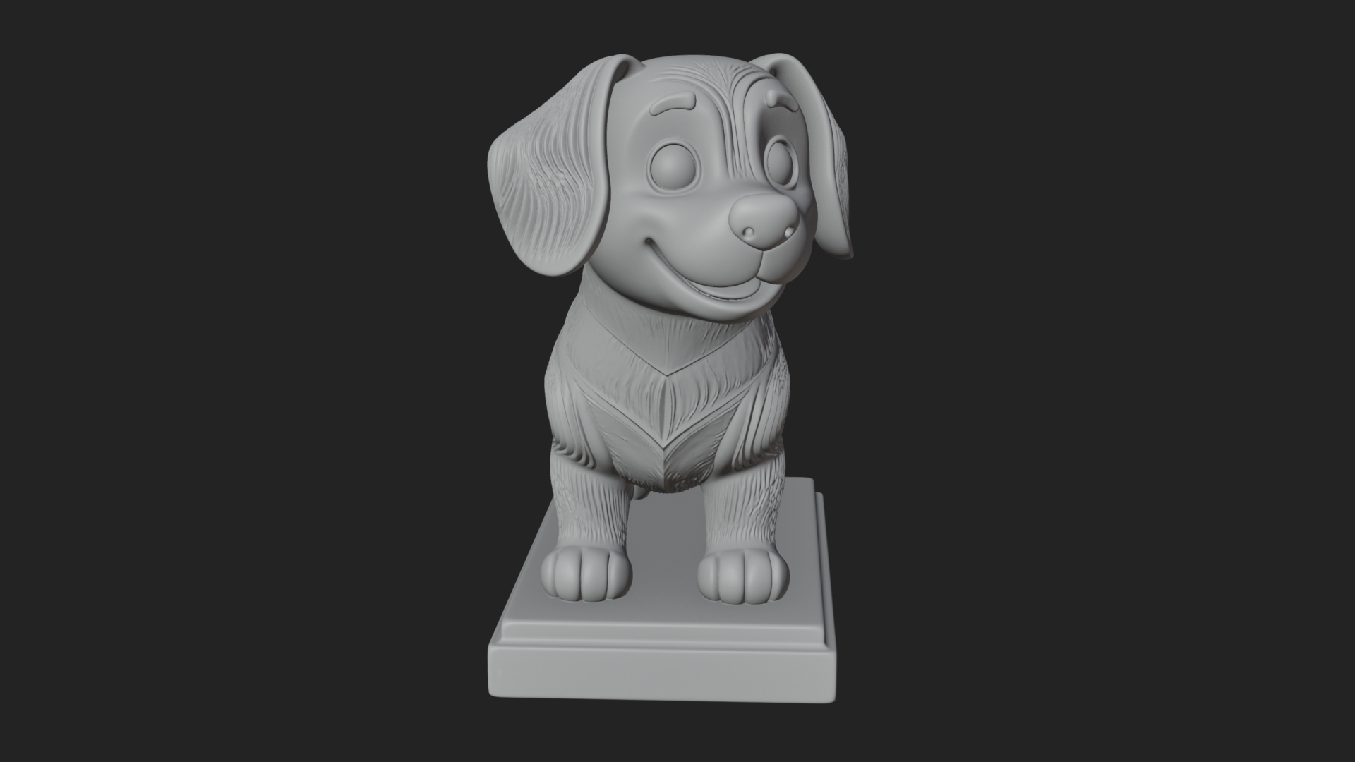 Cute Cartoon Puppy Statue Design 1 3D Print Model 3D Model