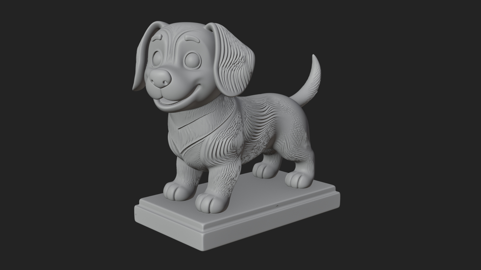 Cute Cartoon Puppy Statue Design 1 3D Print Model 3D Model