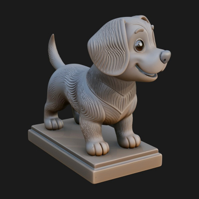 Cute Cartoon Puppy Statue Design 1 3D Print Model