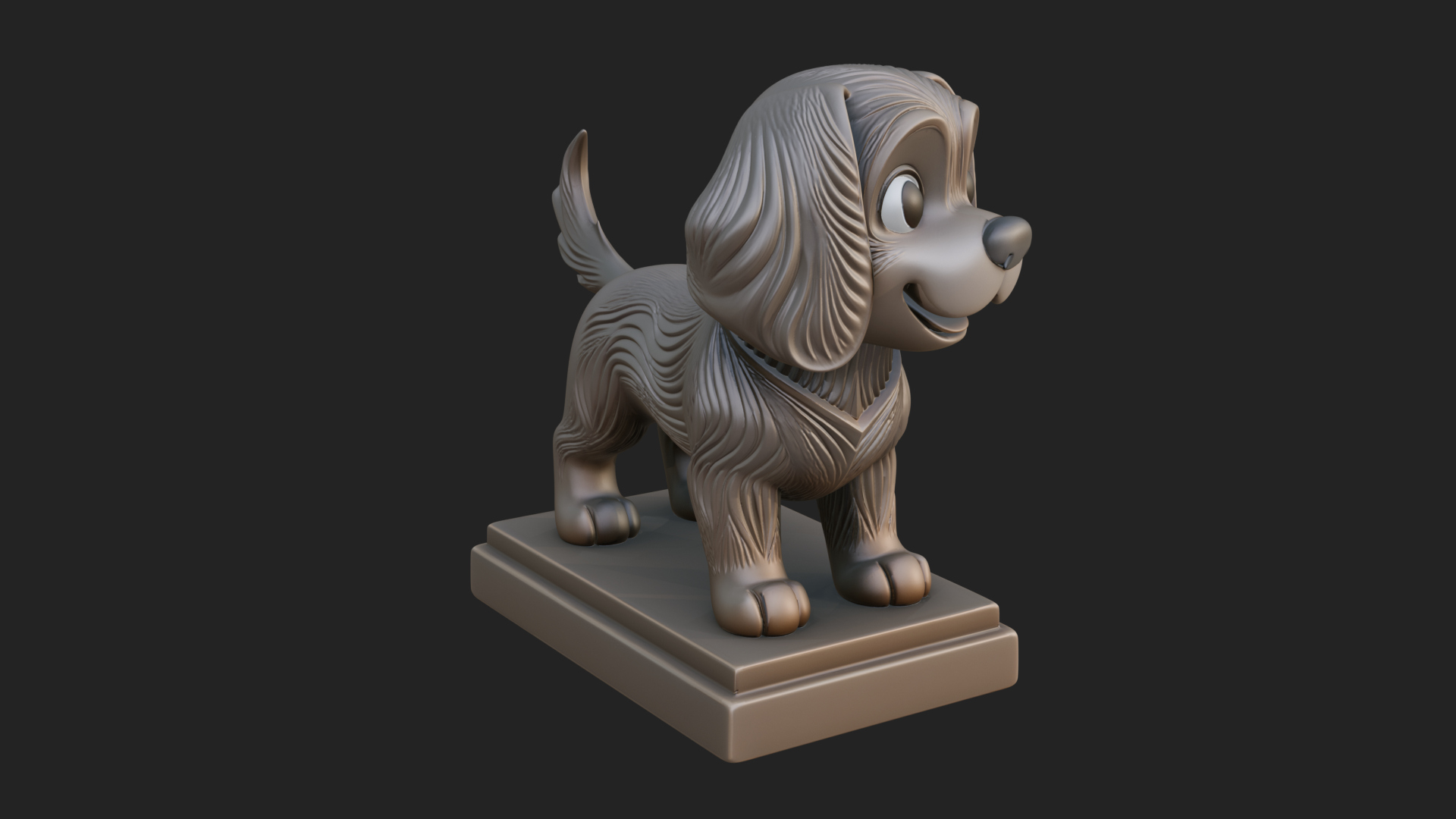 Cute Cartoon Puppy Statue Design 2 3D Print Model 3D Model