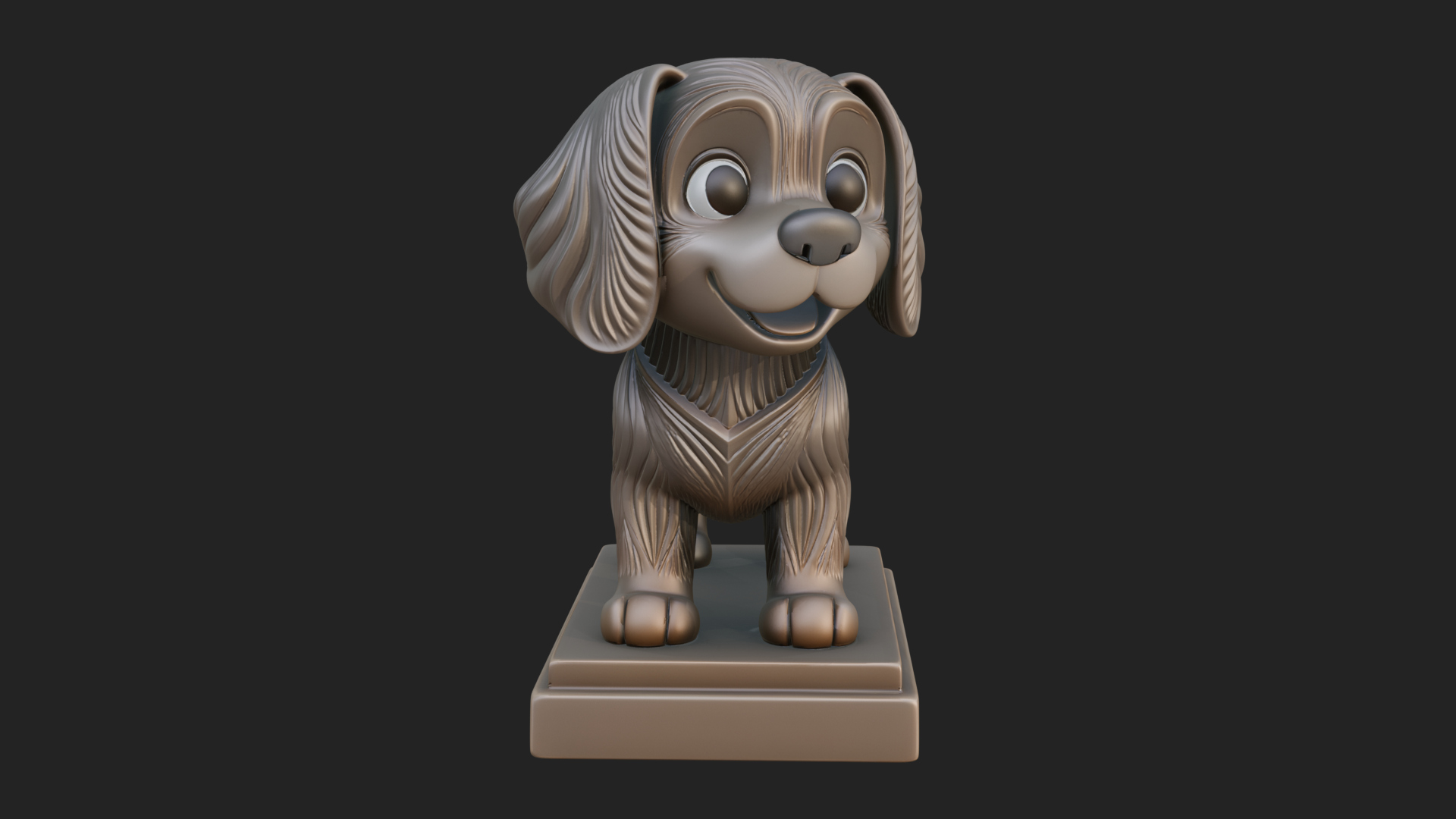 Cute Cartoon Puppy Statue Design 2 3D Print Model 3D Model