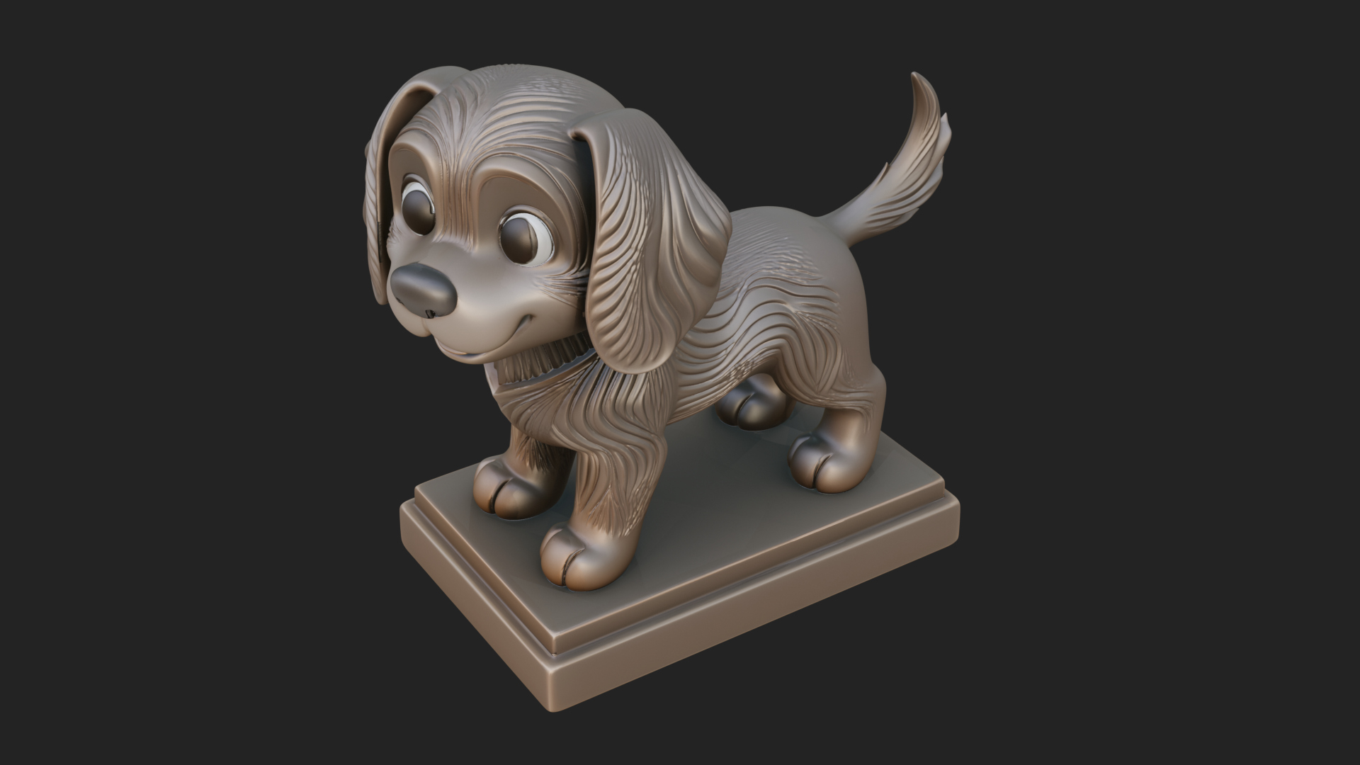 Cute Cartoon Puppy Statue Design 2 3D Print Model 3D Model