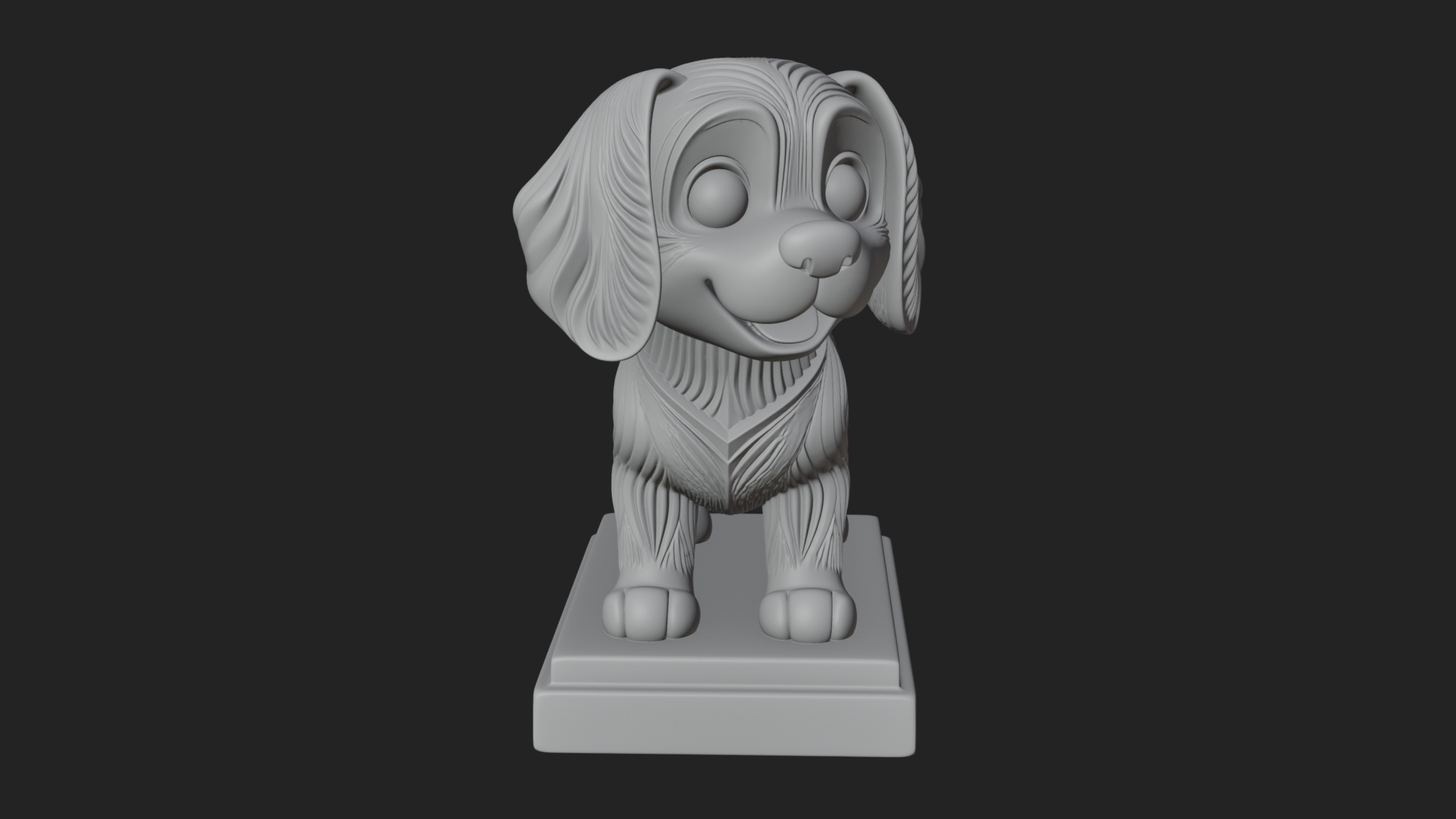 Cute Cartoon Puppy Statue Design 2 3D Print Model 3D Model