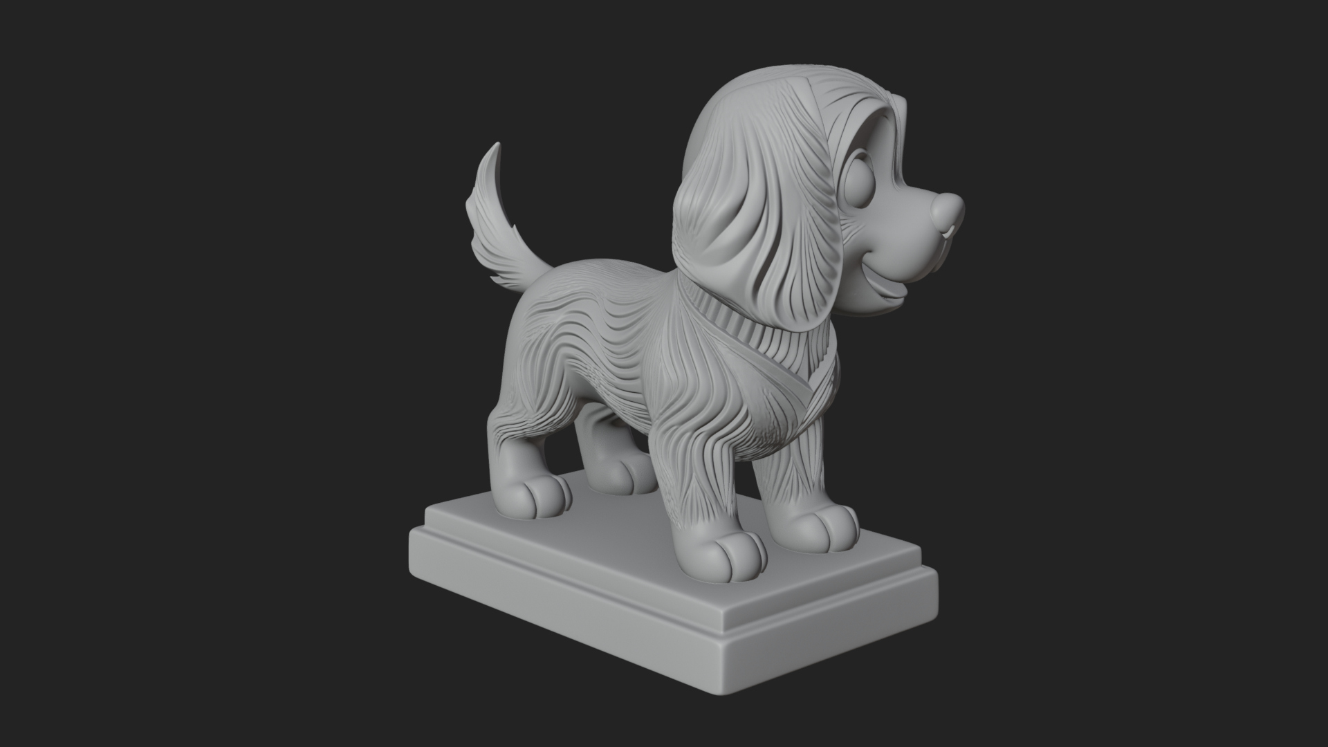 Cute Cartoon Puppy Statue Design 2 3D Print Model 3D Model
