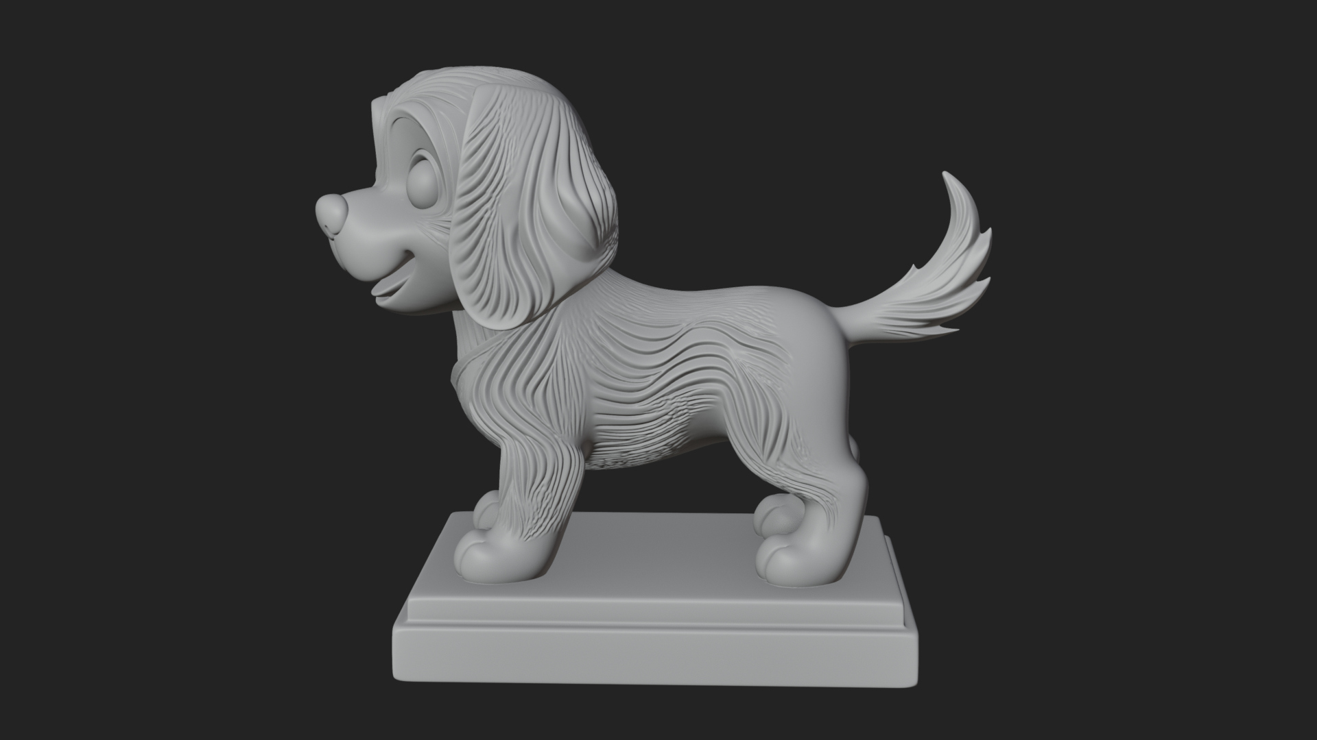 Cute Cartoon Puppy Statue Design 2 3D Print Model 3D Model