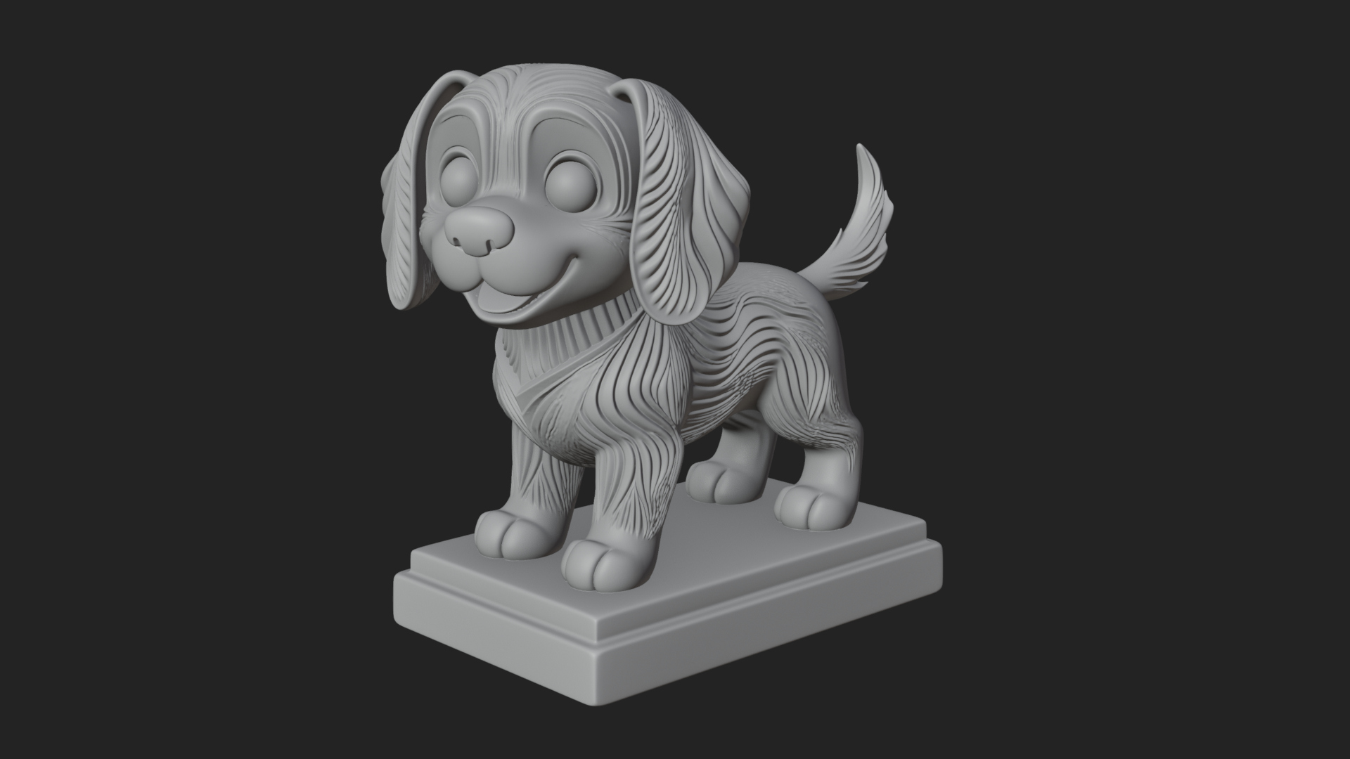 Cute Cartoon Puppy Statue Design 2 3D Print Model 3D Model
