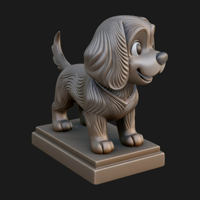 Cute Cartoon Puppy Statue Design 2 3D Print Model