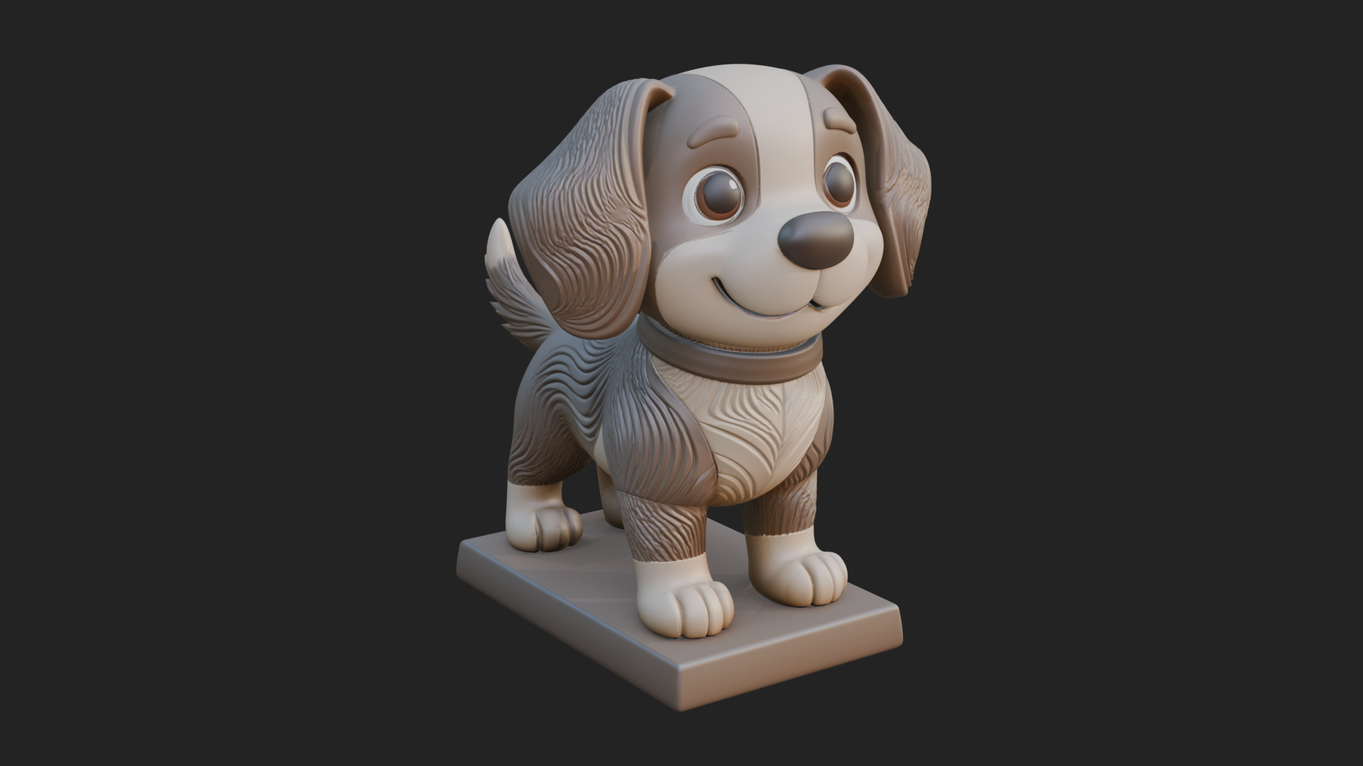Cute Cartoon Puppy Statue Design 3 3D Print Model 3D Model