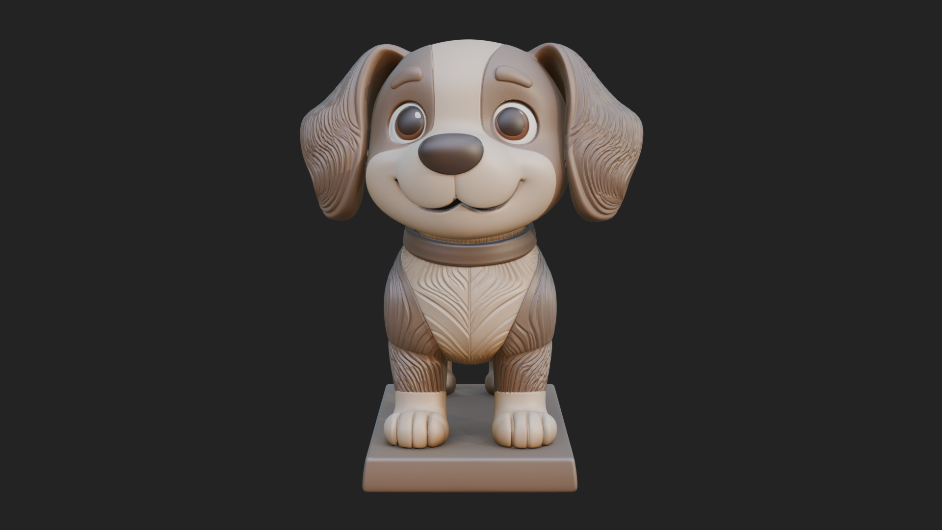 Cute Cartoon Puppy Statue Design 3 3D Print Model 3D Model