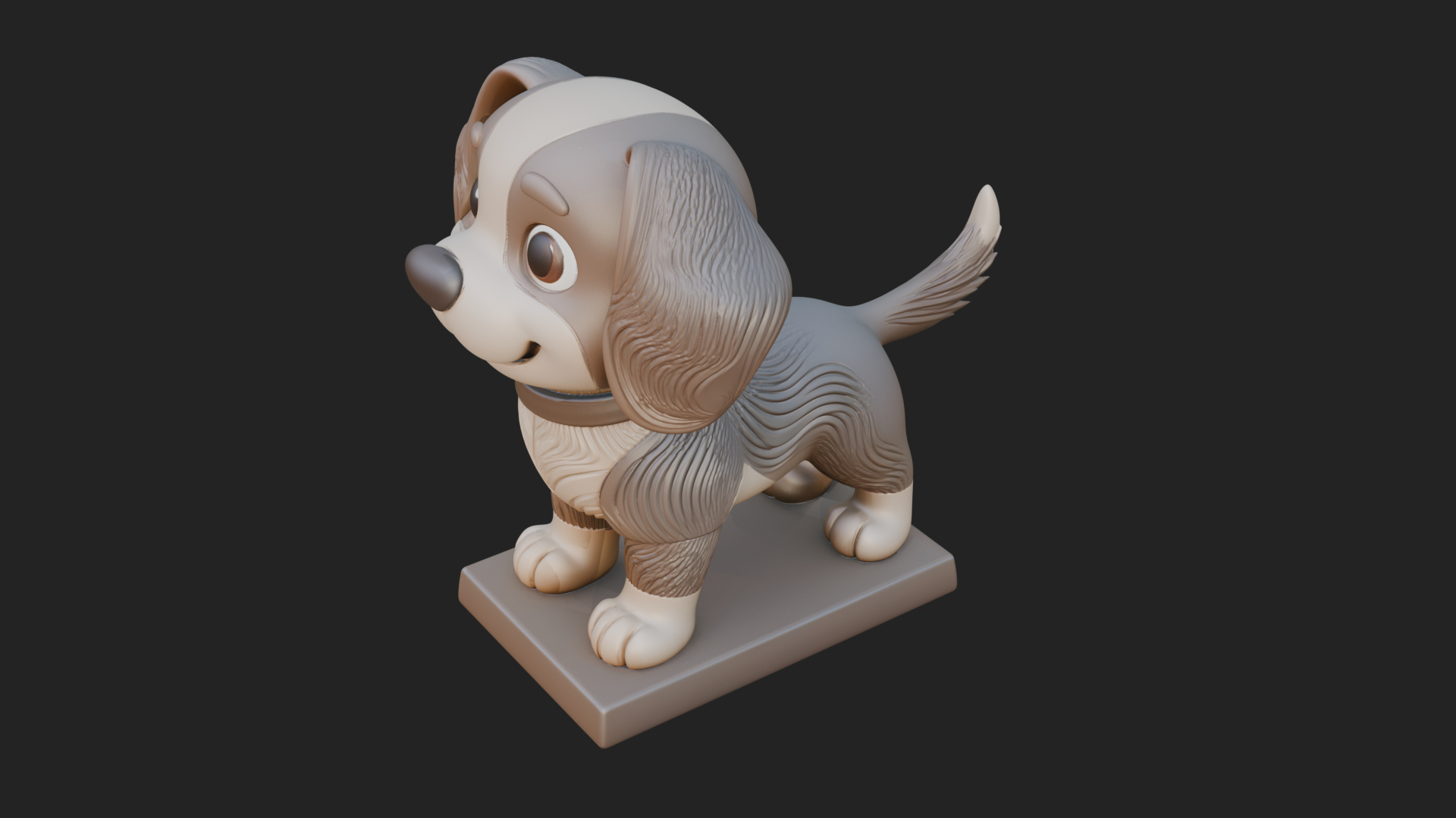 Cute Cartoon Puppy Statue Design 3 3D Print Model 3D Model