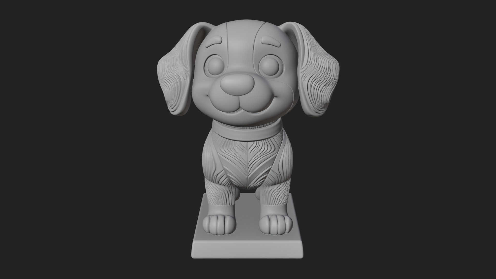Cute Cartoon Puppy Statue Design 3 3D Print Model 3D Model