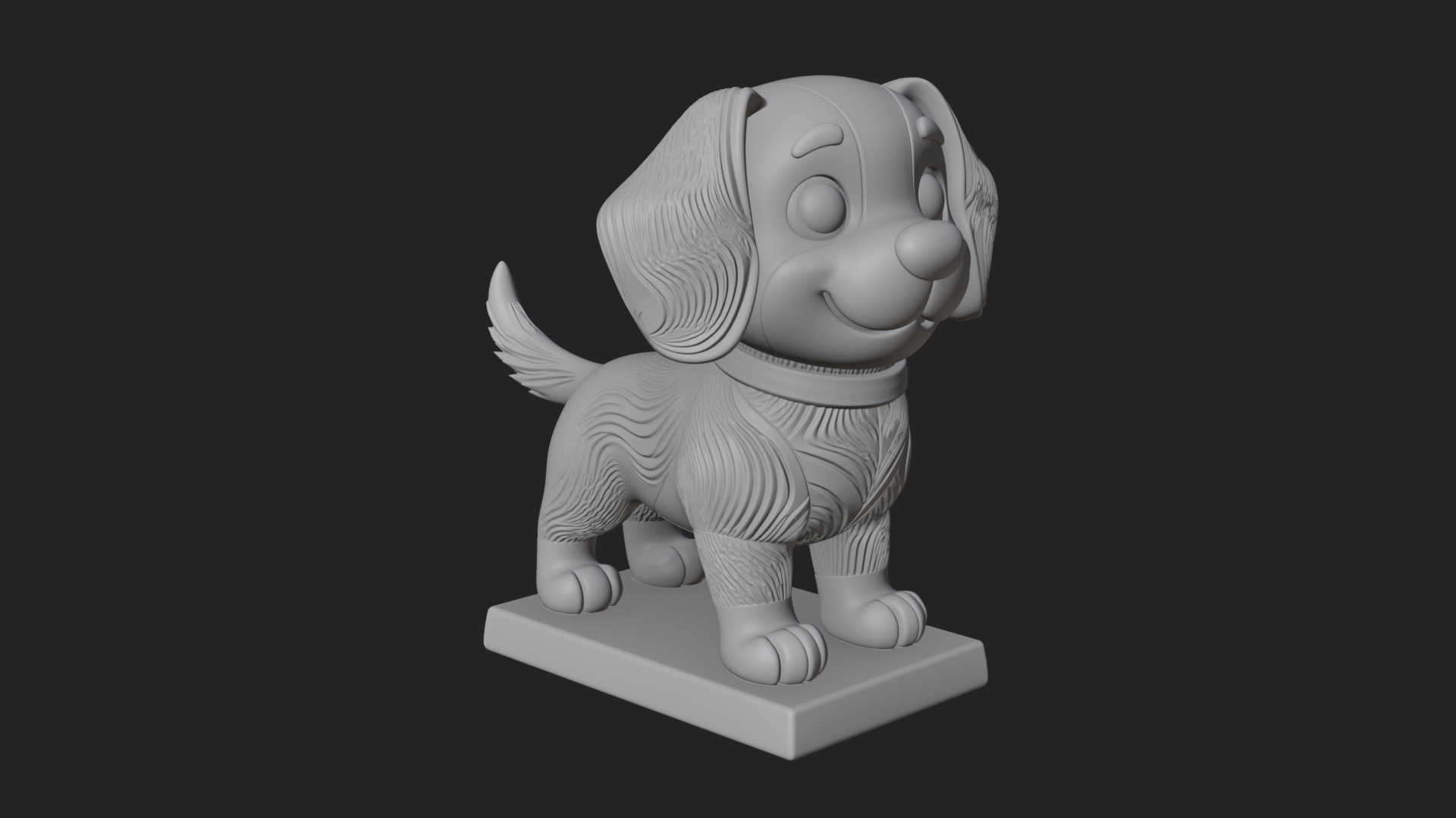 Cute Cartoon Puppy Statue Design 3 3D Print Model 3D Model