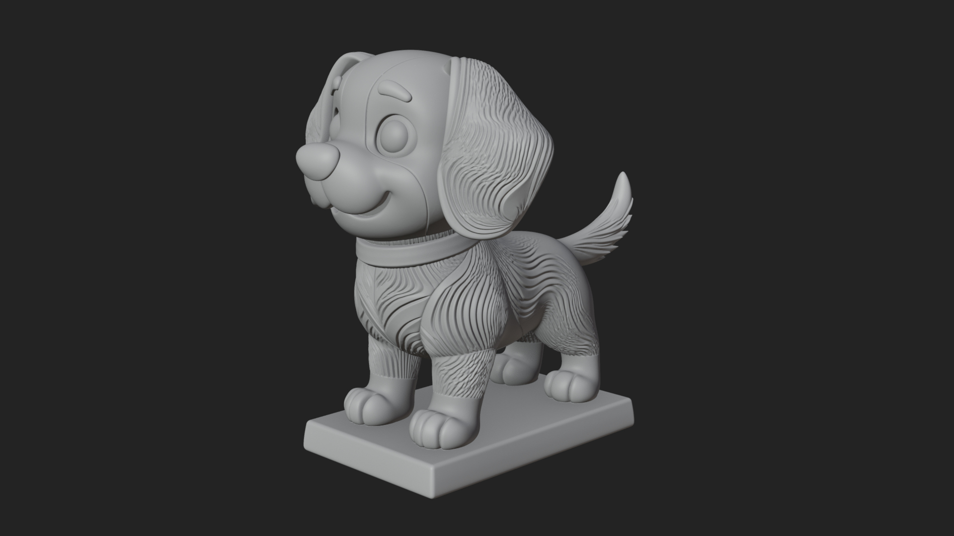 Cute Cartoon Puppy Statue Design 3 3D Print Model 3D Model