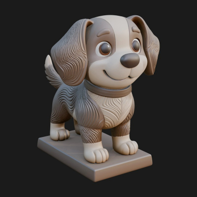 Cute Cartoon Puppy Statue Design 3 3D Print Model