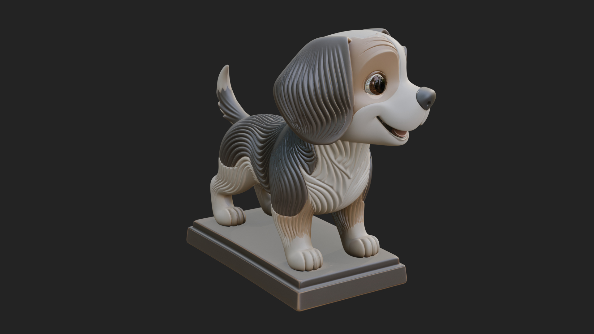 Cute Cartoon Puppy Statue Design 4 3D Print Model 3D Model