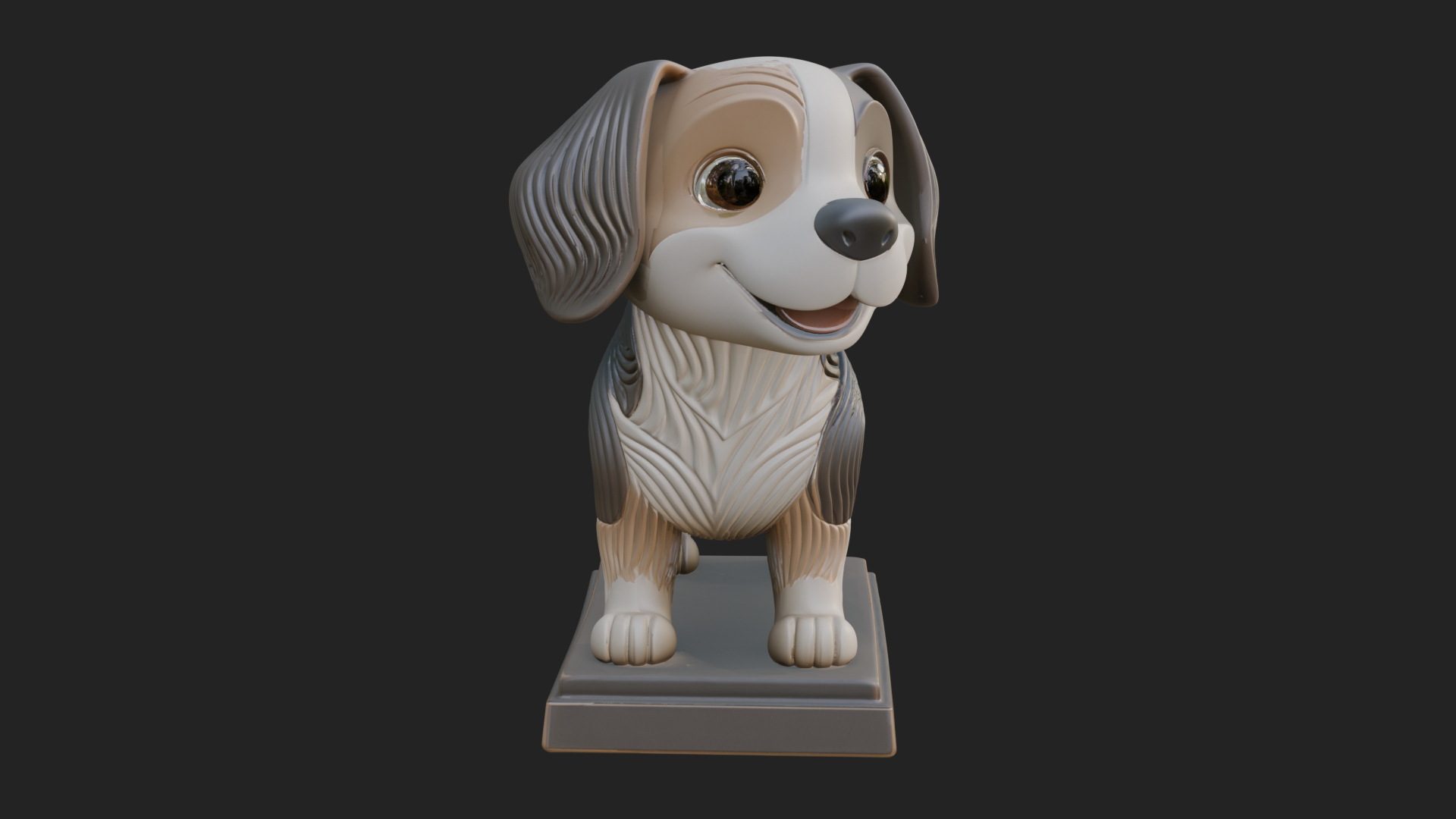 Cute Cartoon Puppy Statue Design 4 3D Print Model 3D Model