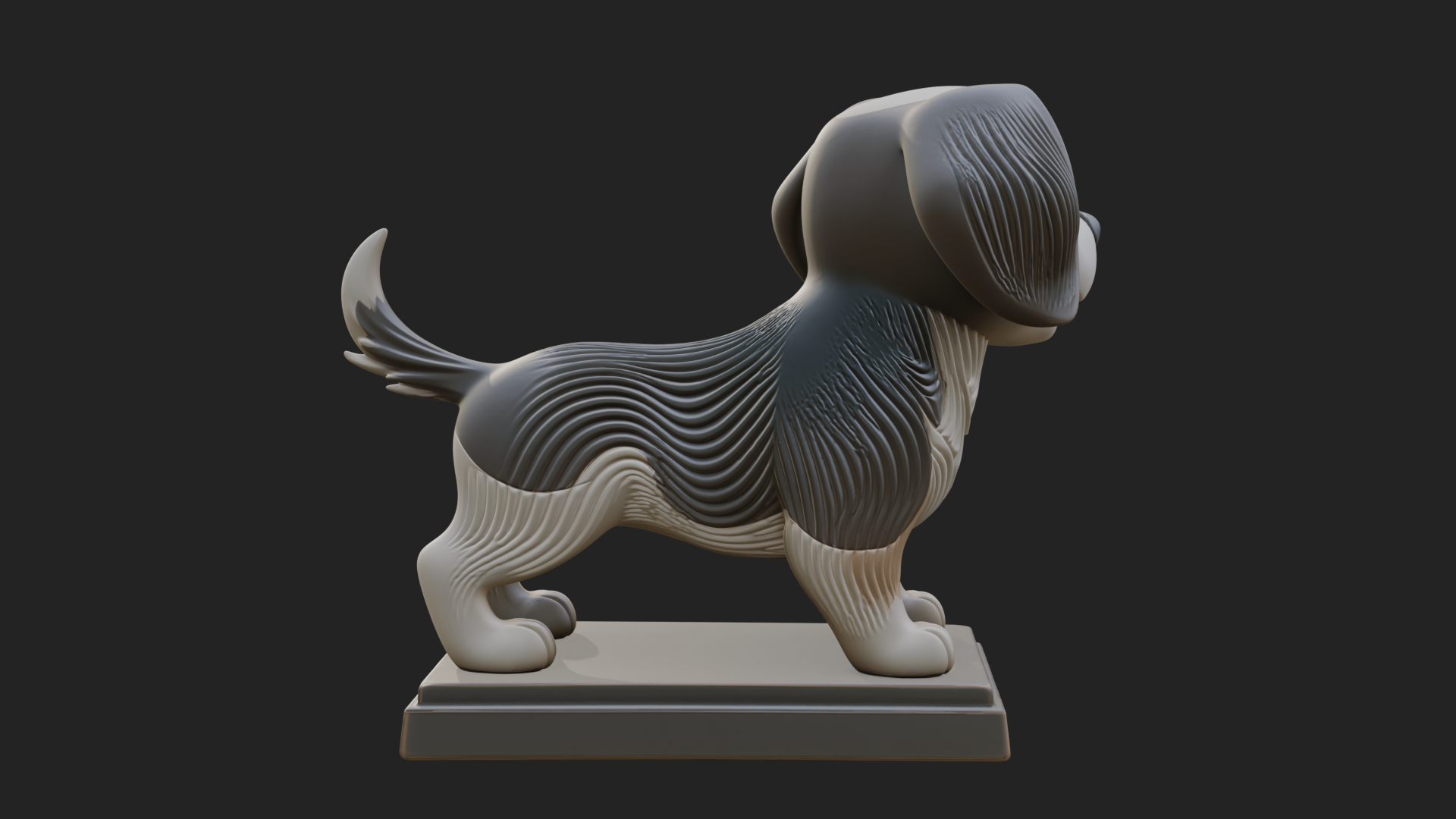Cute Cartoon Puppy Statue Design 4 3D Print Model 3D Model
