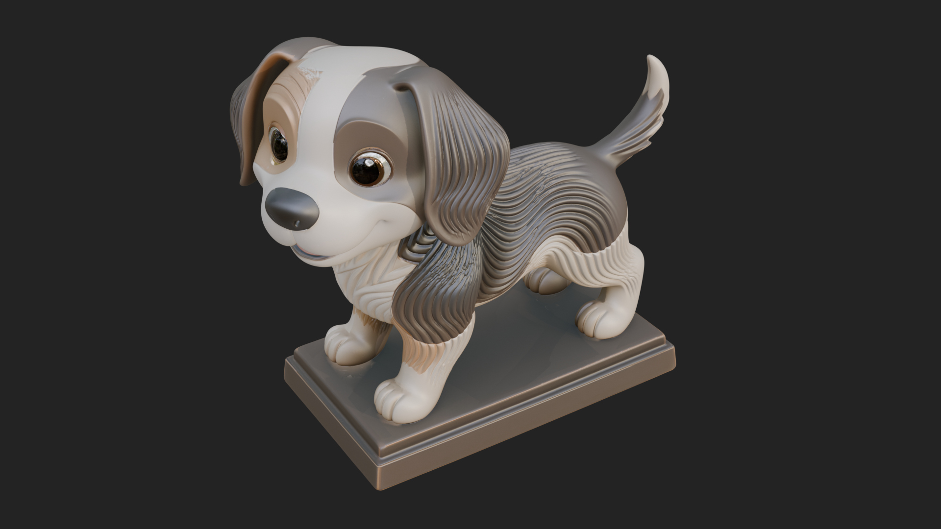 Cute Cartoon Puppy Statue Design 4 3D Print Model 3D Model