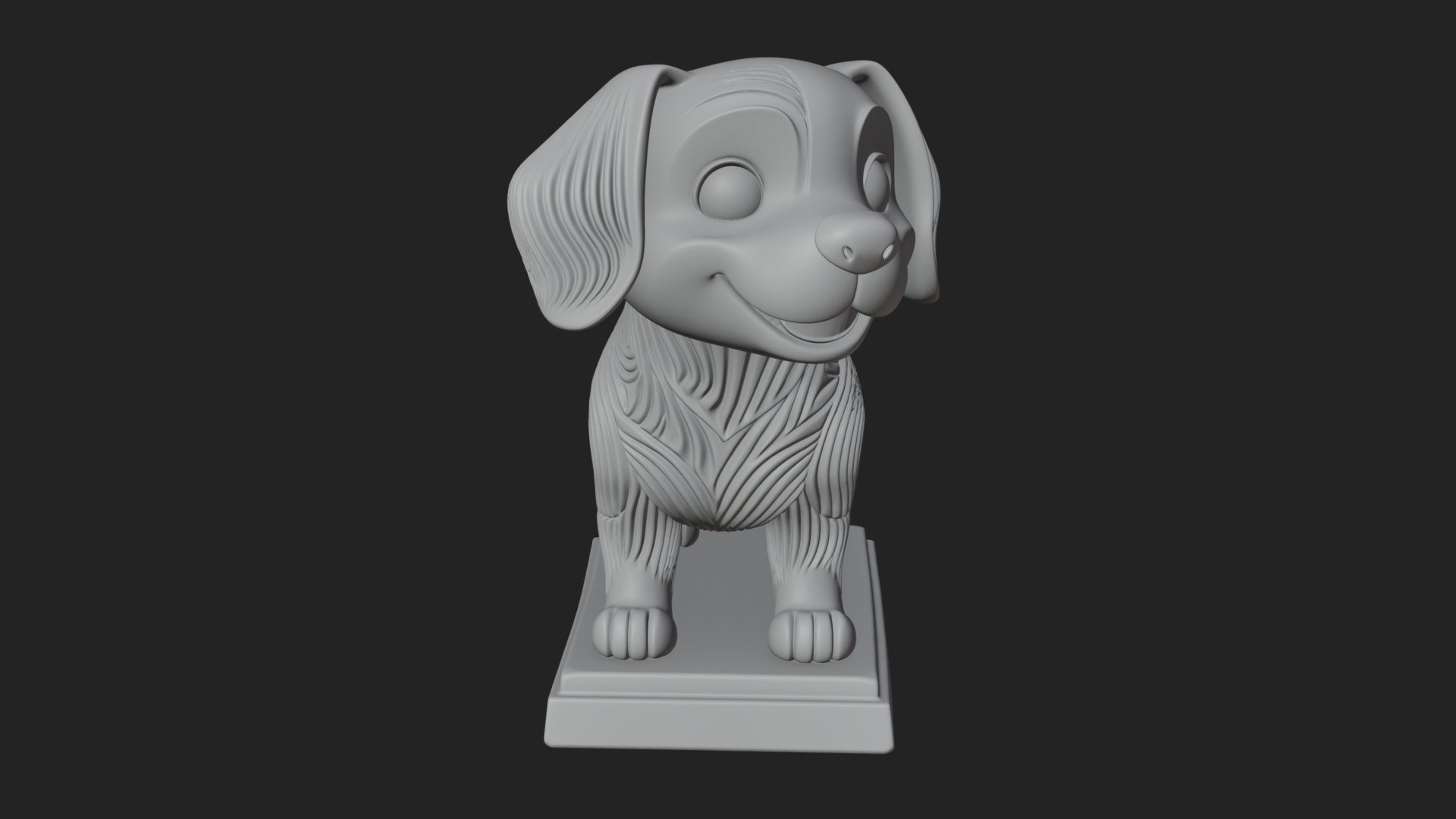 Cute Cartoon Puppy Statue Design 4 3D Print Model 3D Model