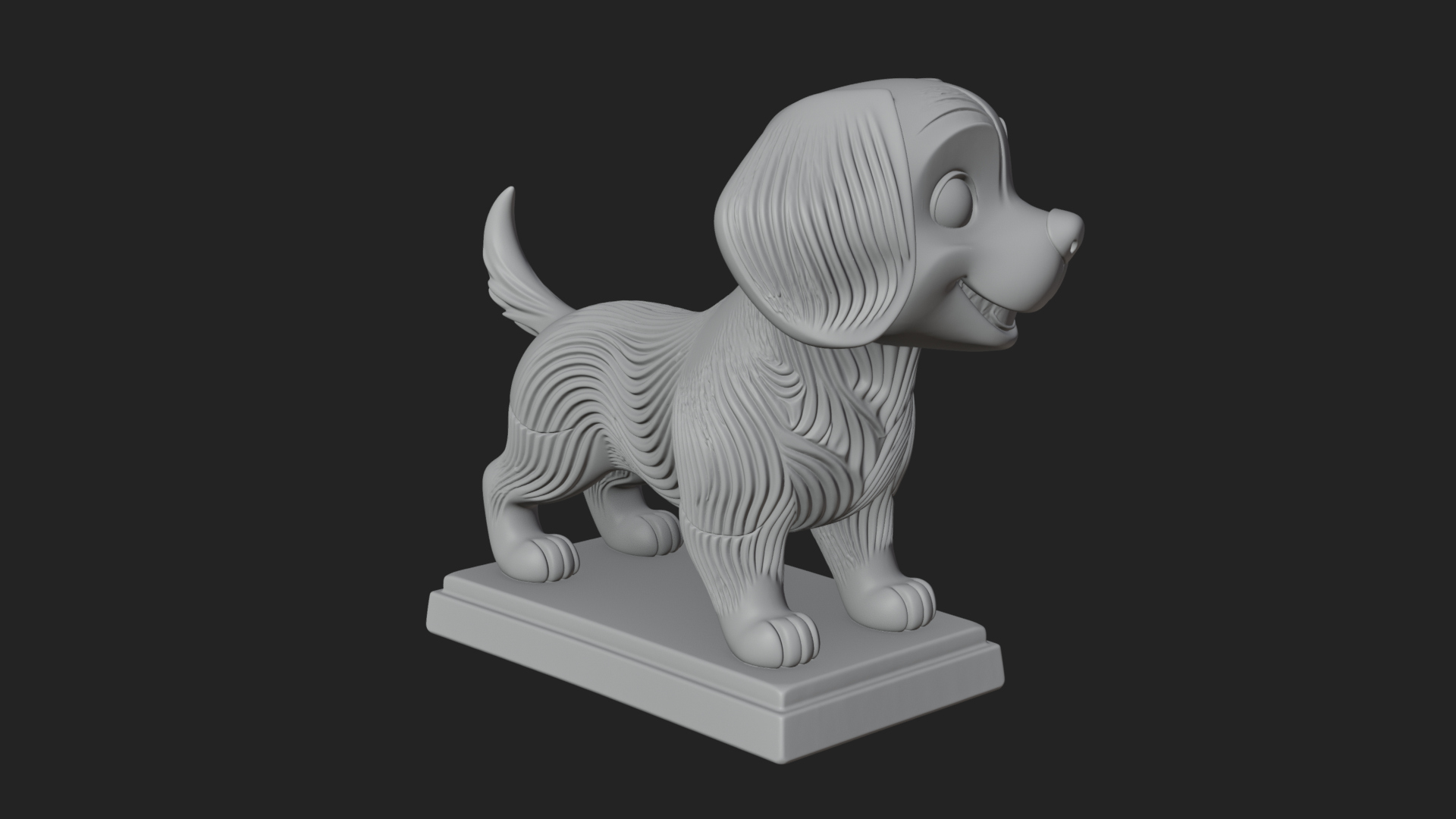 Cute Cartoon Puppy Statue Design 4 3D Print Model 3D Model