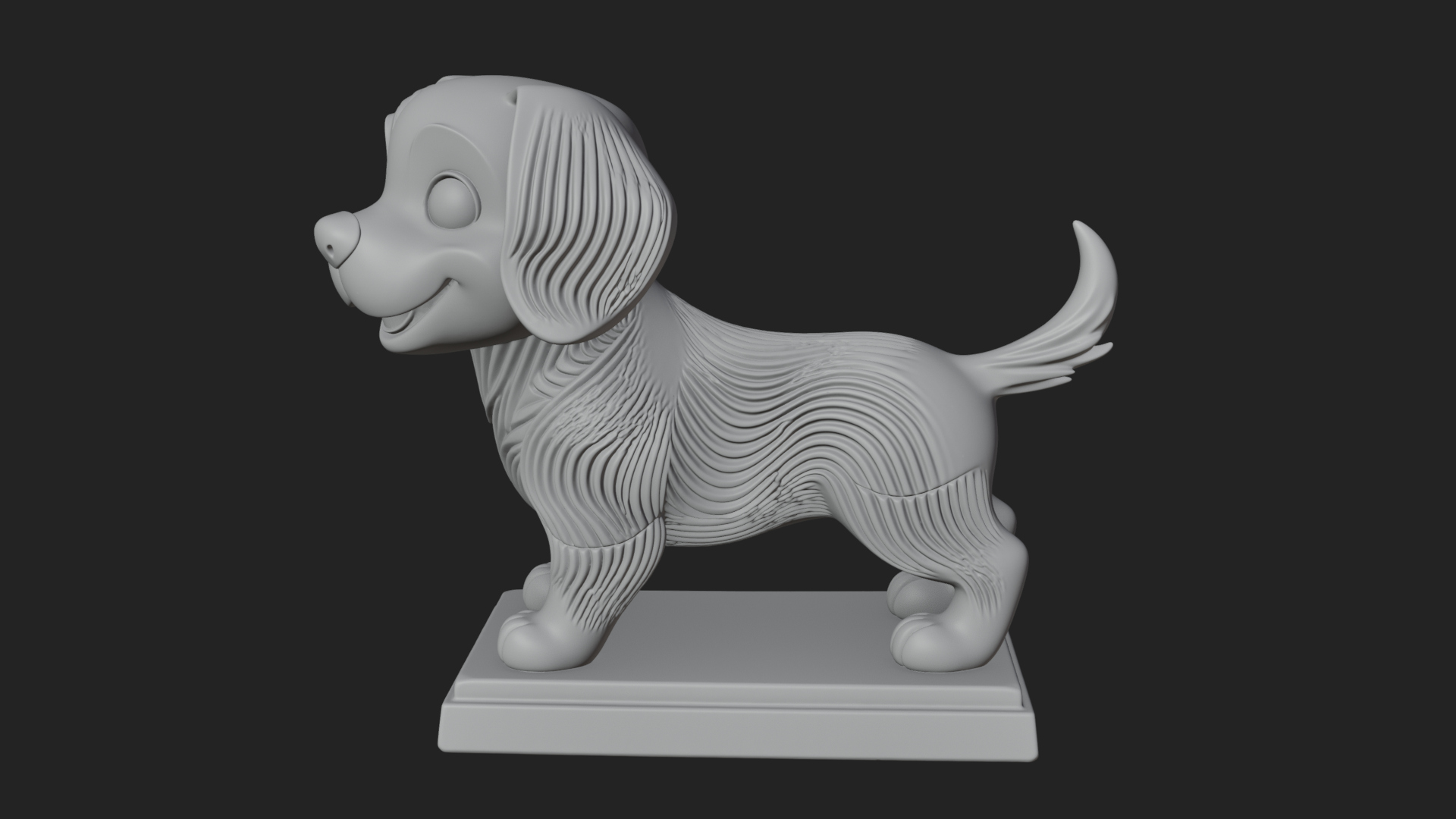 Cute Cartoon Puppy Statue Design 4 3D Print Model 3D Model