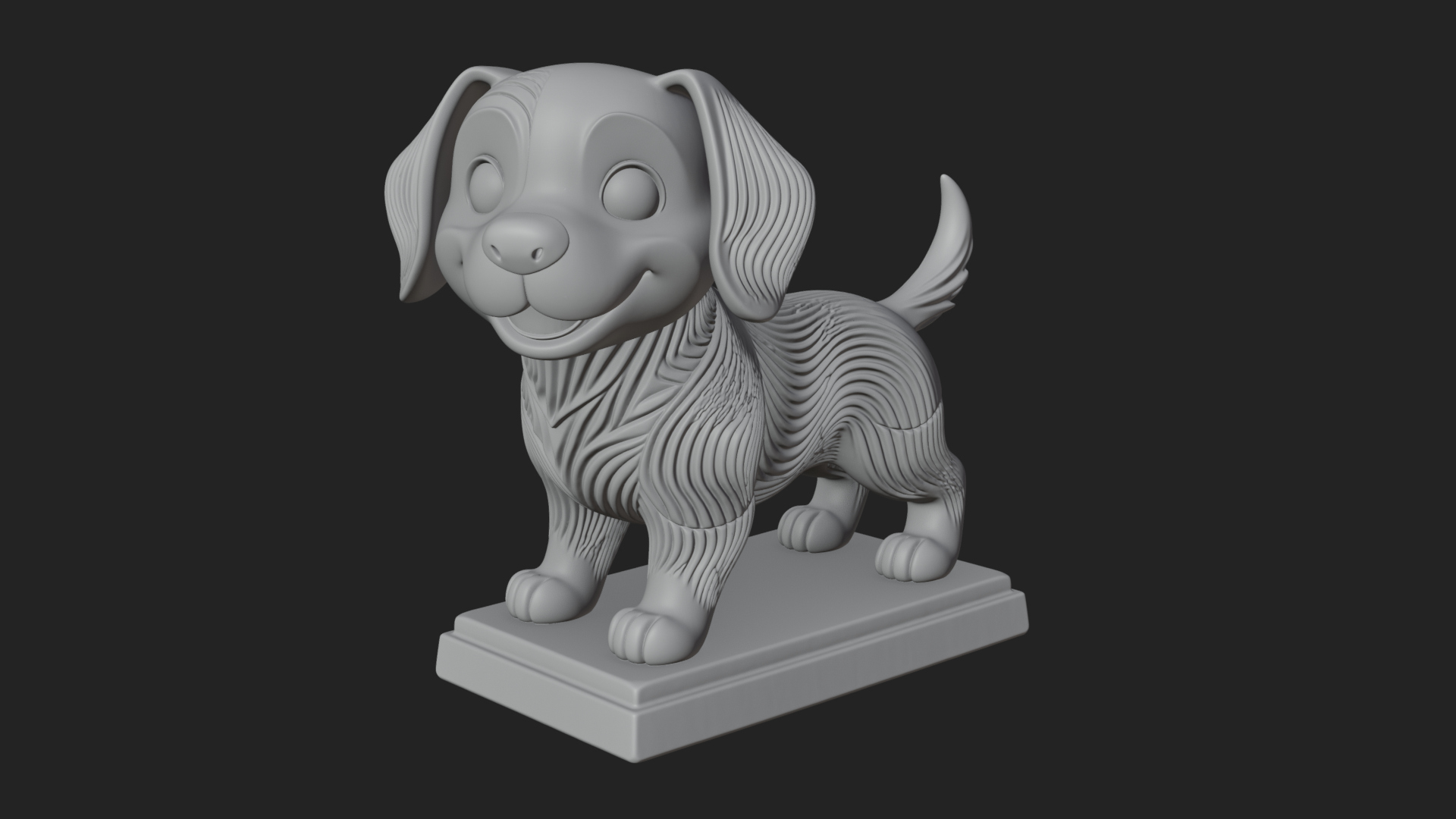 Cute Cartoon Puppy Statue Design 4 3D Print Model 3D Model