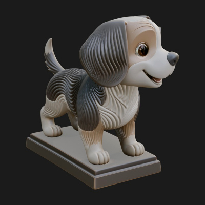 Cute Cartoon Puppy Statue Design 4 3D Print Model