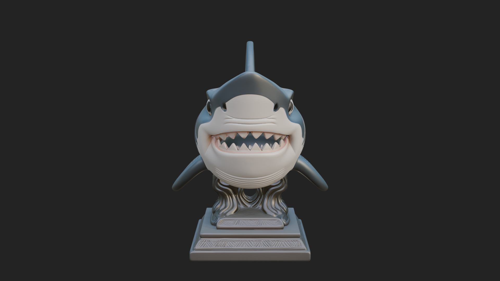 Cute Cartoon Shark Bust Statue Design 1 3D Print Model 3D Model