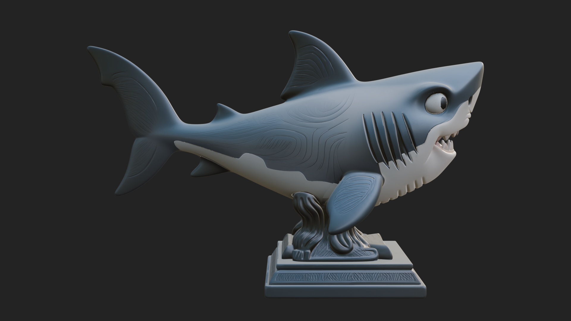 Cute Cartoon Shark Bust Statue Design 1 3D Print Model 3D Model