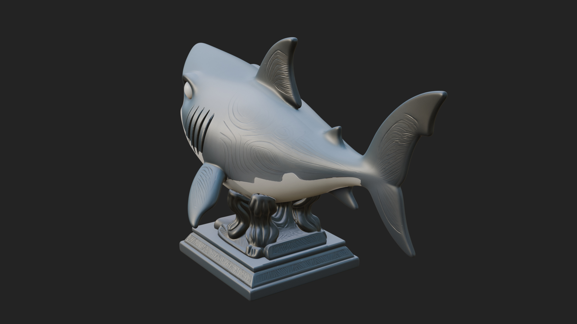 Cute Cartoon Shark Bust Statue Design 1 3D Print Model 3D Model