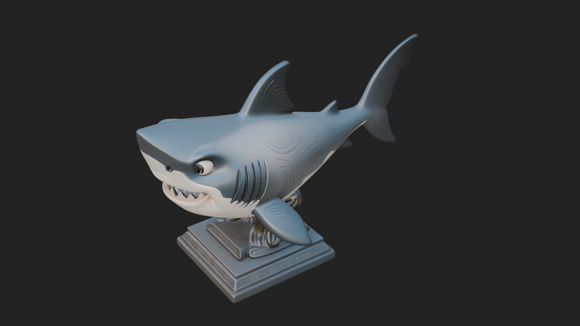 Cute Cartoon Shark Bust Statue Design 1 3D Print Model 3D Model