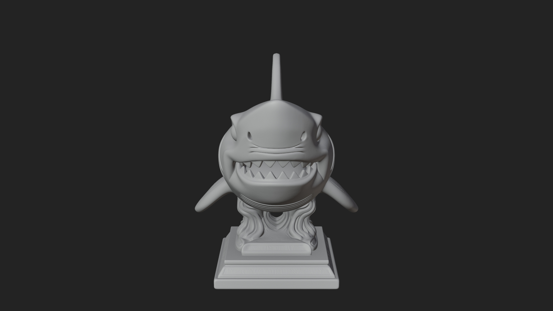 Cute Cartoon Shark Bust Statue Design 1 3D Print Model 3D Model