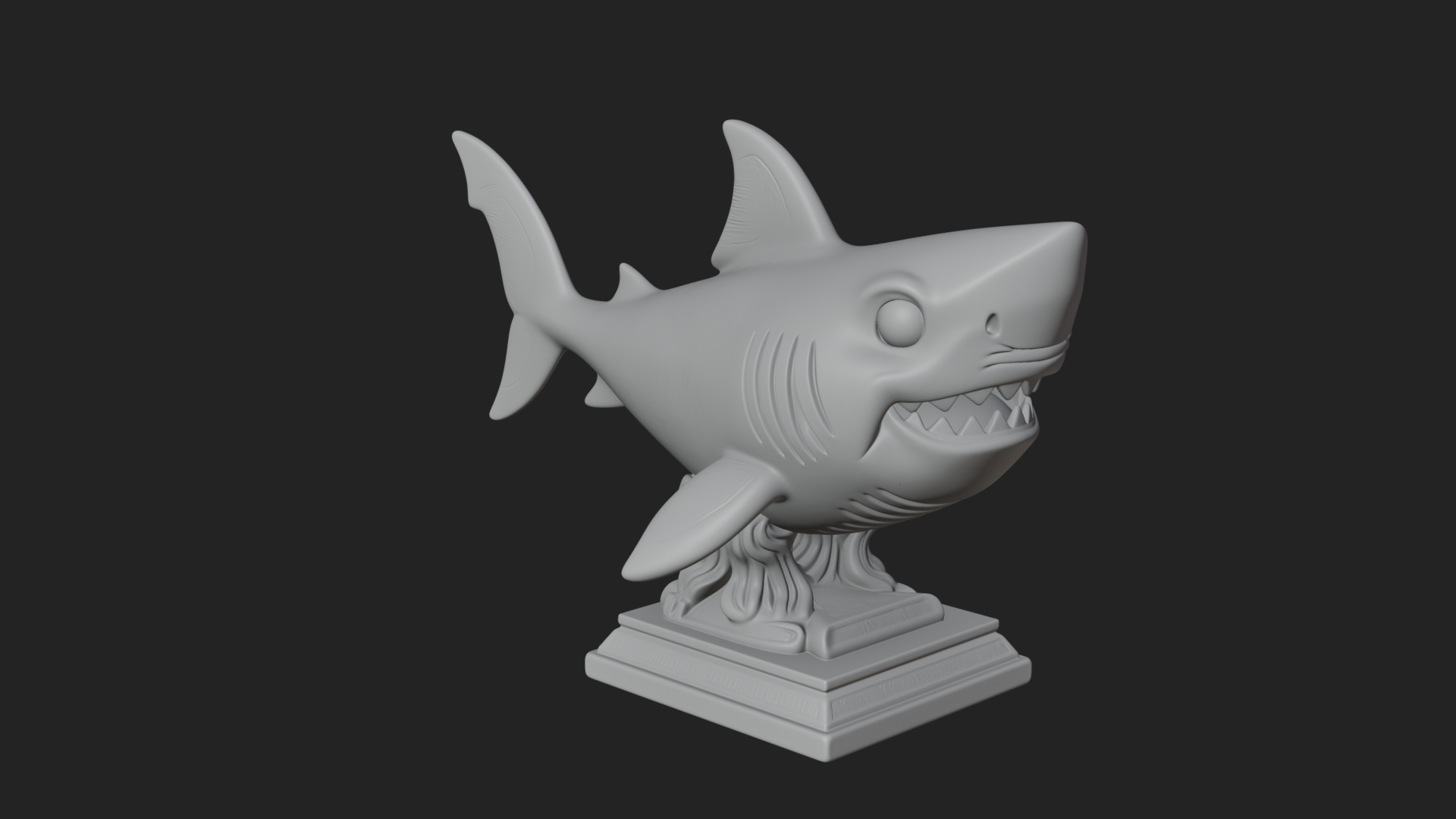 Cute Cartoon Shark Bust Statue Design 1 3D Print Model 3D Model