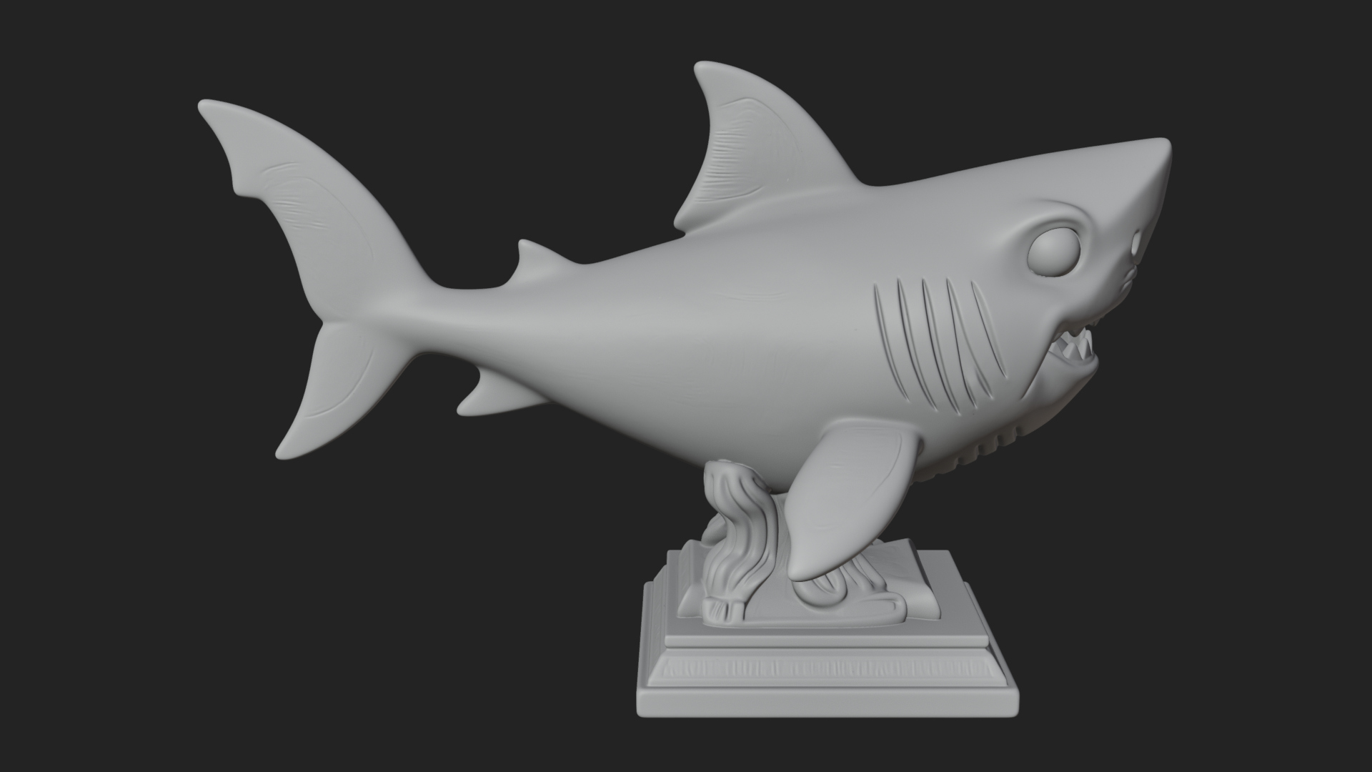 Cute Cartoon Shark Bust Statue Design 1 3D Print Model 3D Model