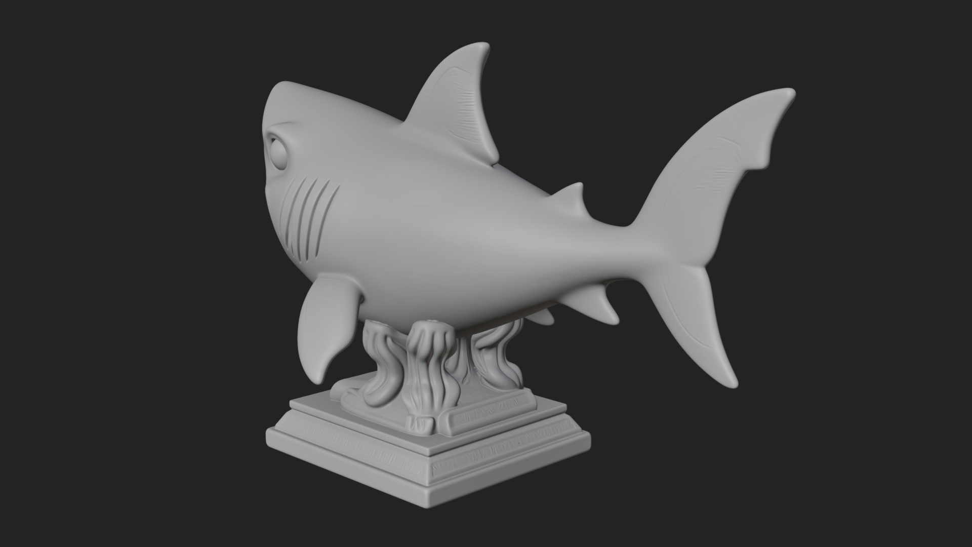 Cute Cartoon Shark Bust Statue Design 1 3D Print Model 3D Model